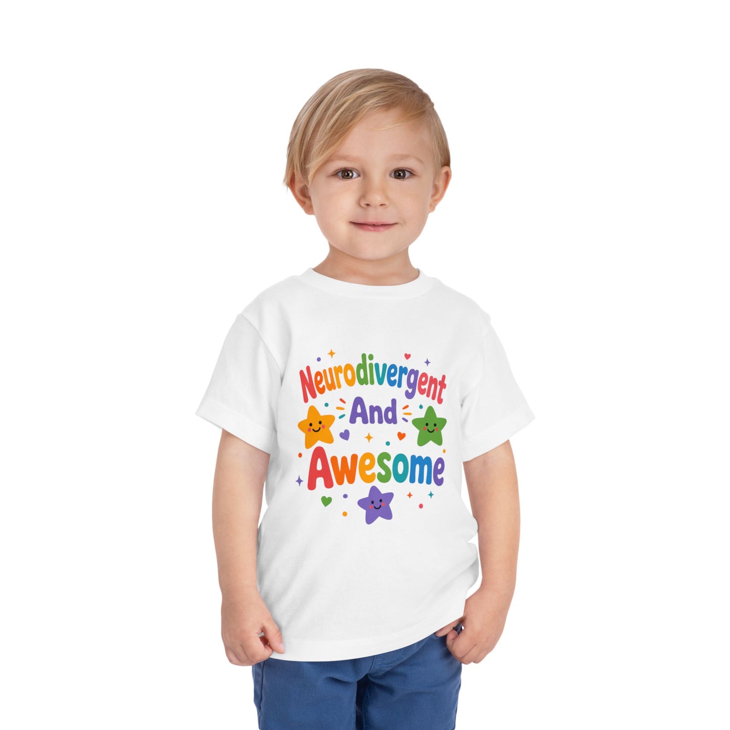 Neurodivergent and Awesome Toddler Tee — Colorful Pride Kids Shirt image 2