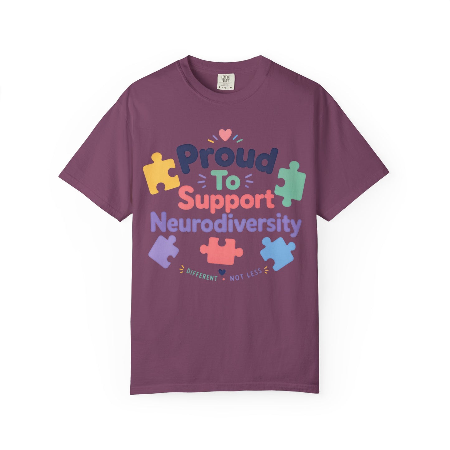 Proud to Support Neurodiversity T-Shirt — Colorful Puzzle Piece Awareness Tee image 10