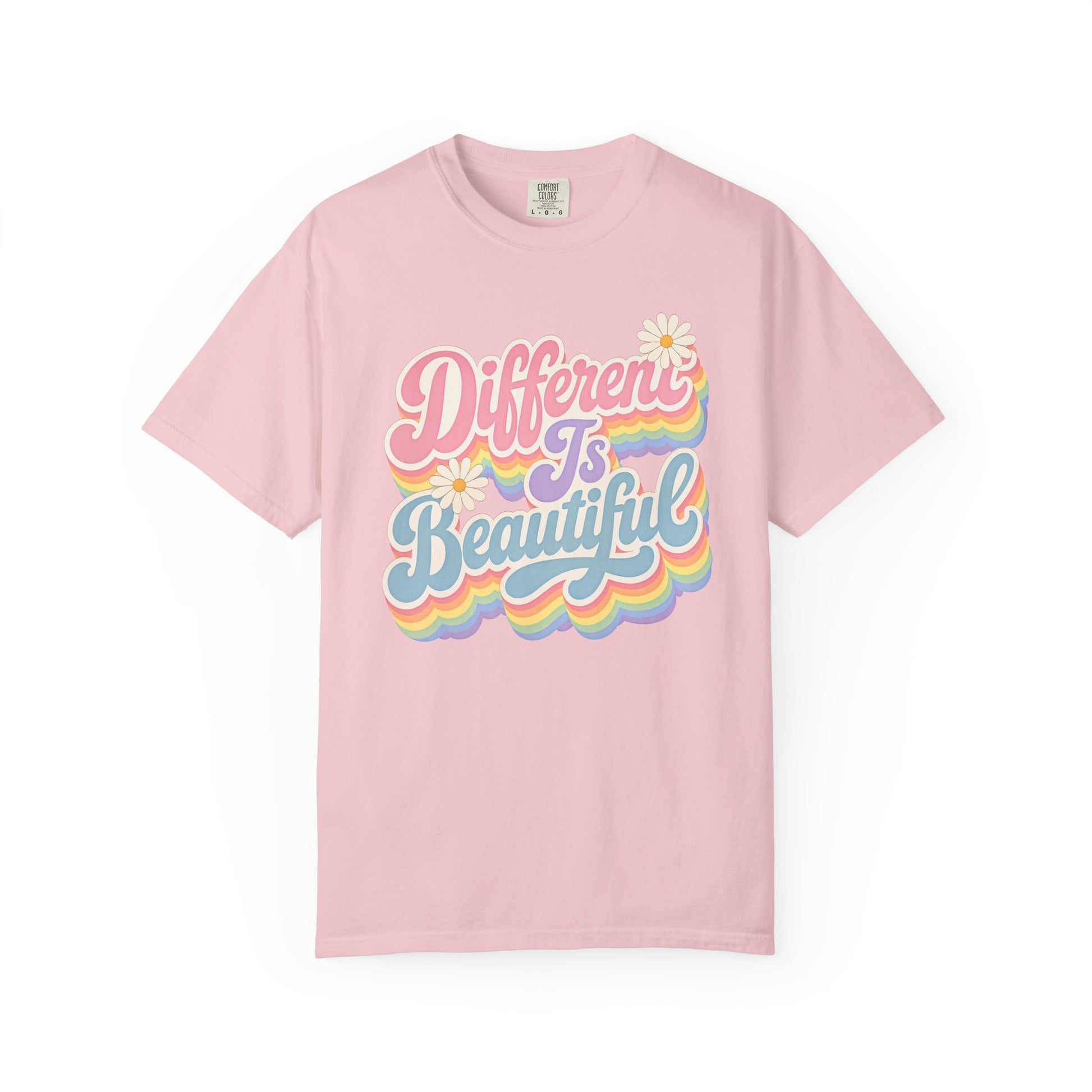 Different Is Beautiful T-Shirt — Retro Rainbow Pride Tee image