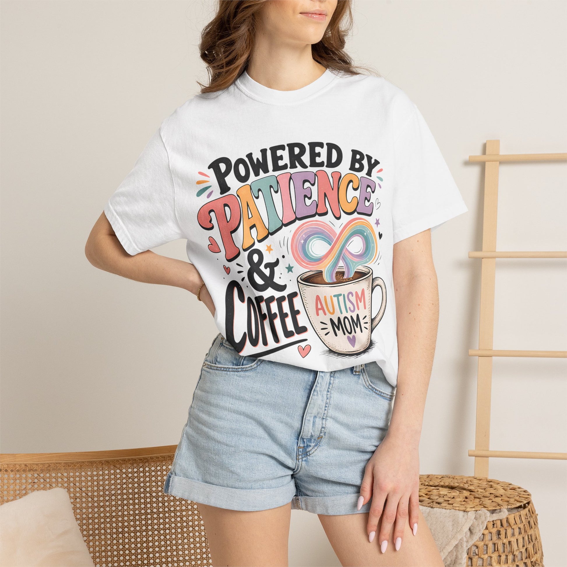 Autism Mom T-Shirt — "Powered by Patience &amp; Coffee" Graphic Tee image 7