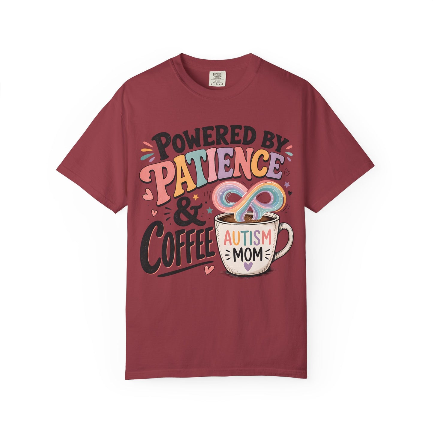Autism Mom T-Shirt — "Powered by Patience &amp; Coffee" Graphic Tee image 56