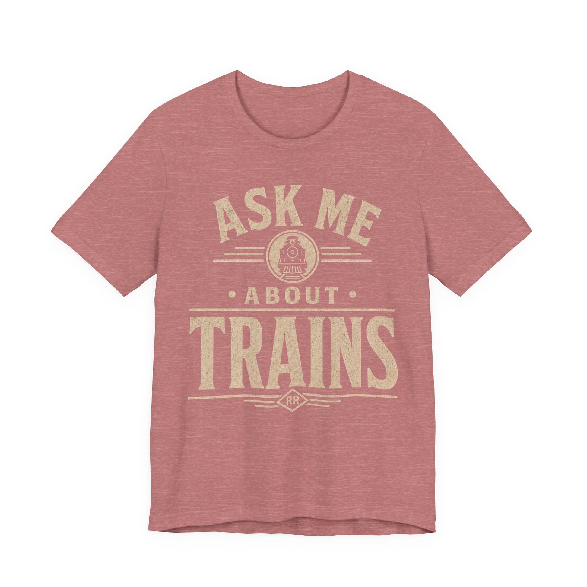 Ask Me About Trains Shirt — Vintage Railroad Tee for Train Enthusiasts image