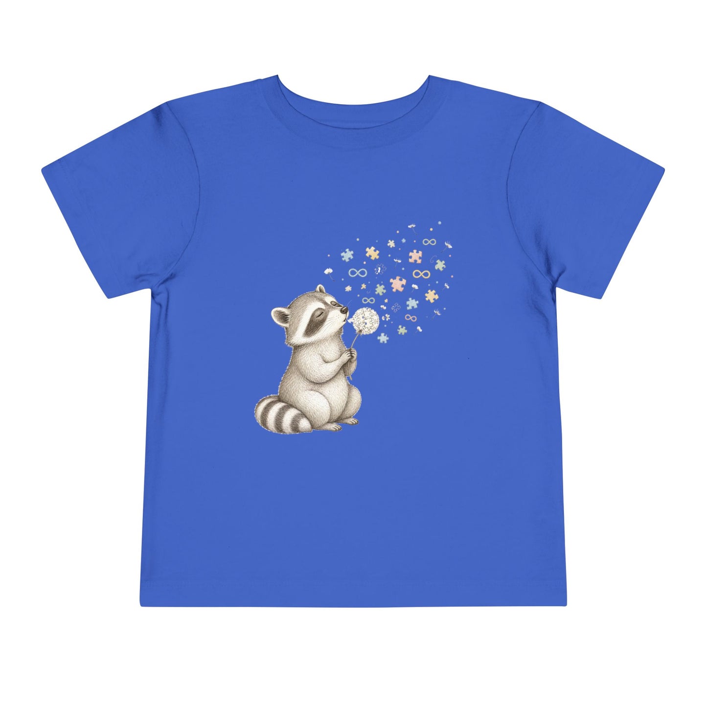 Toddler Tee — Cute Raccoon Blowing Bubbles Graphic Shirt for Kids - True Royal, 5T image