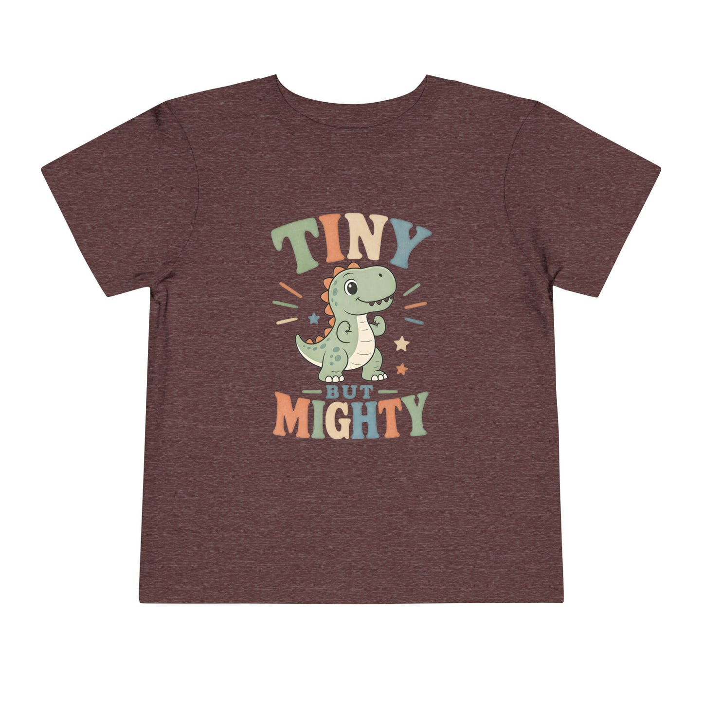 Tiny But Mighty Toddler Tee — Cute Dino Graphic Shirt for Kids - Heather Maroon, 3T image