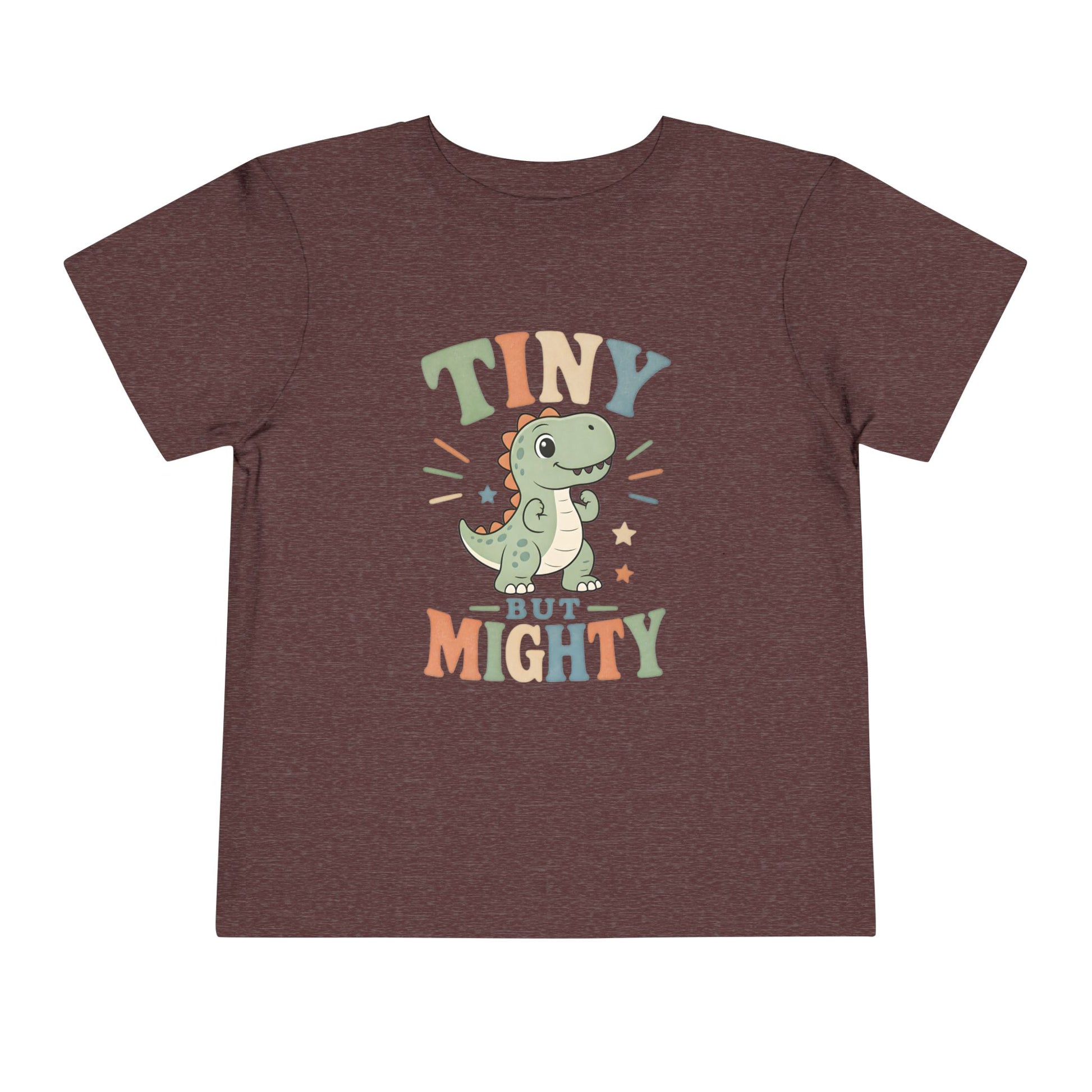 Tiny But Mighty Toddler Tee — Cute Dino Graphic Shirt for Kids - Heather Maroon, 3T image