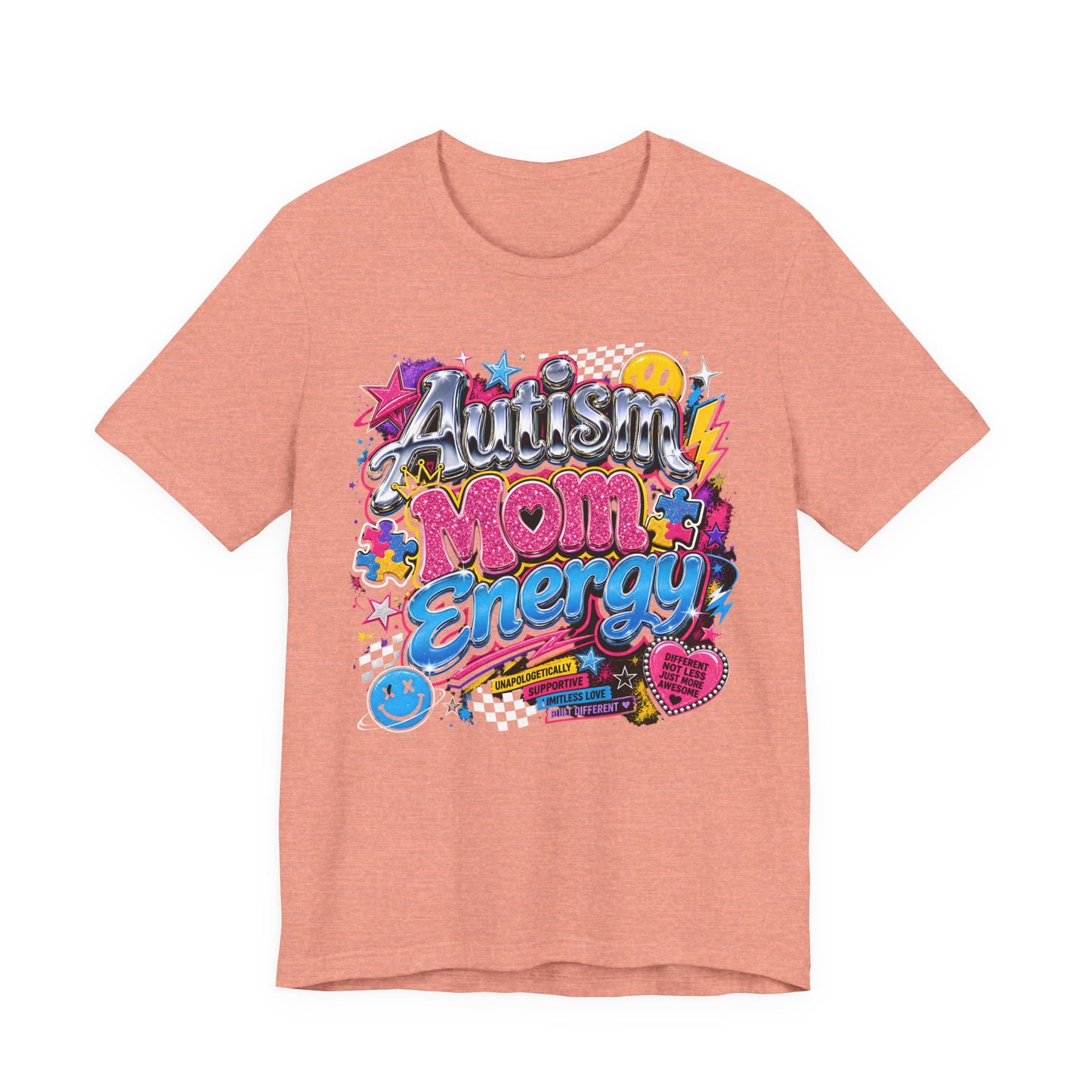 Autism Mom Energy T-Shirt — Colorful Supportive Graphic Tee for Autism Awareness image