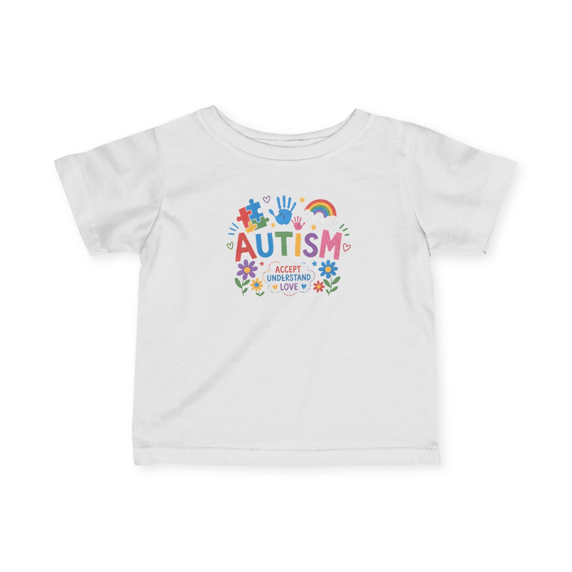 Infant Autism Support Shirt— "Autism: Accept Understand Love" Baby T-Shirt - White, 24M image