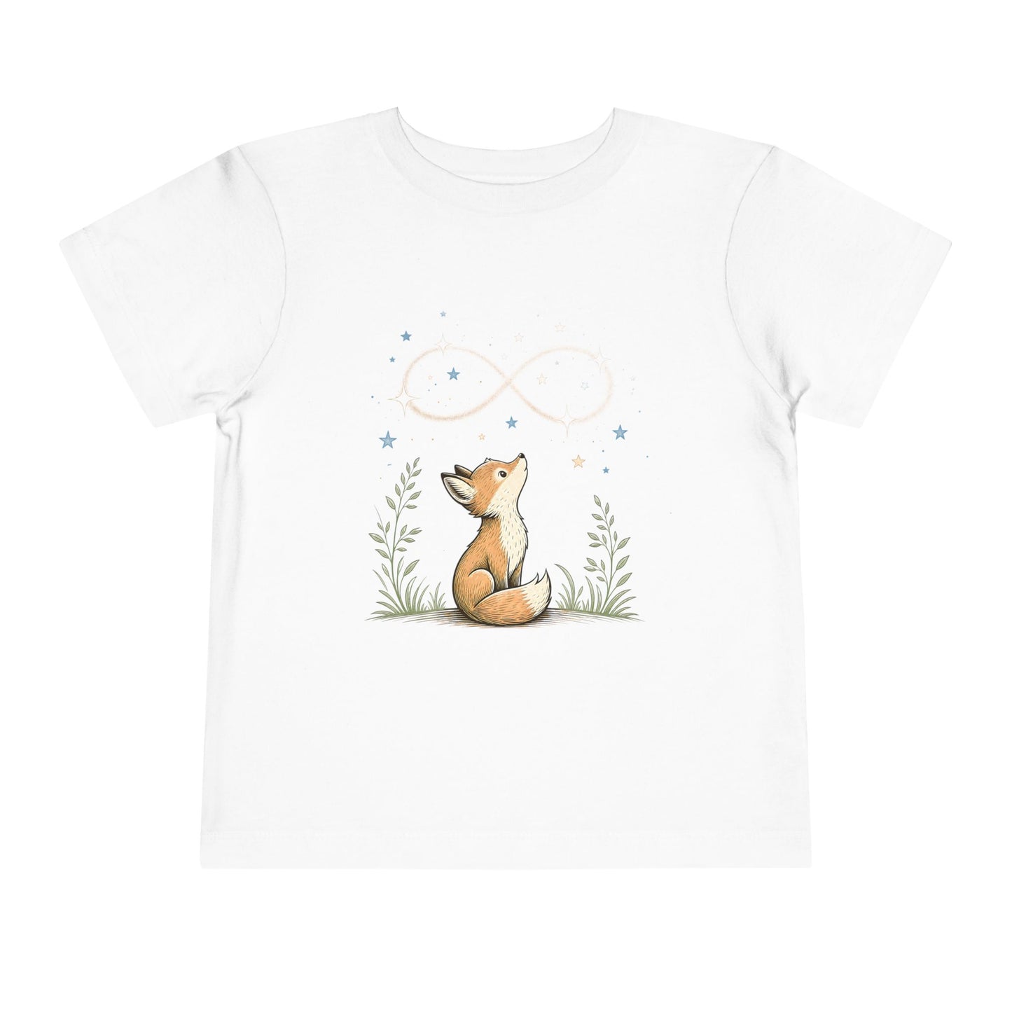 Toddler Tee — Little Fox Gazing at Stars Infinity Design - White, 5T image