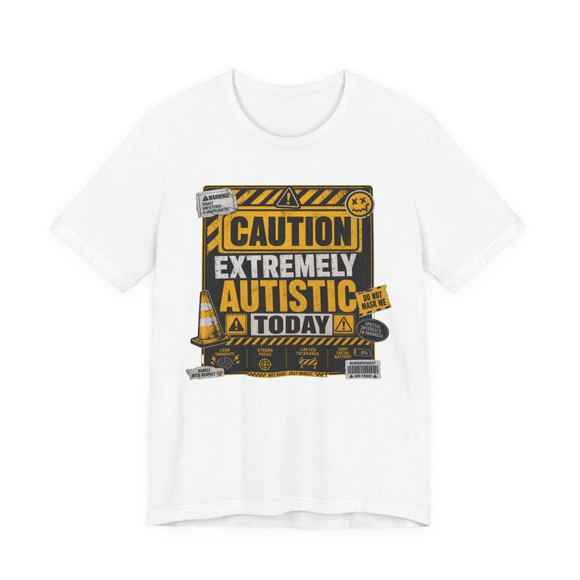 Caution: Extremely Autistic Today T-Shirt — Construction Themed Awareness Graphic Tee image 2
