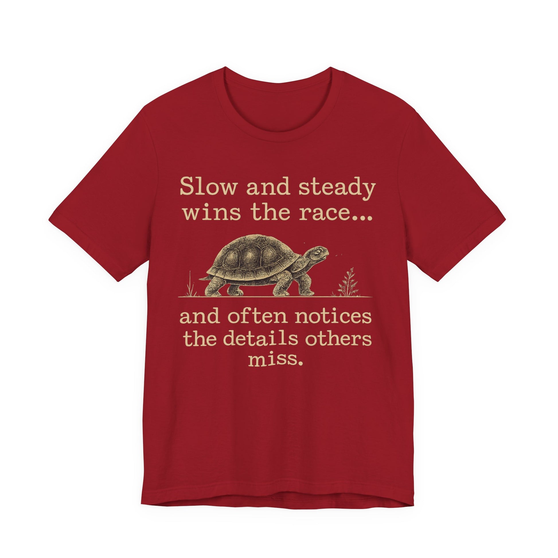 Slow and Steady Wins the Race T-Shirt — Detail-Oriented Turtle Graphic Tee image