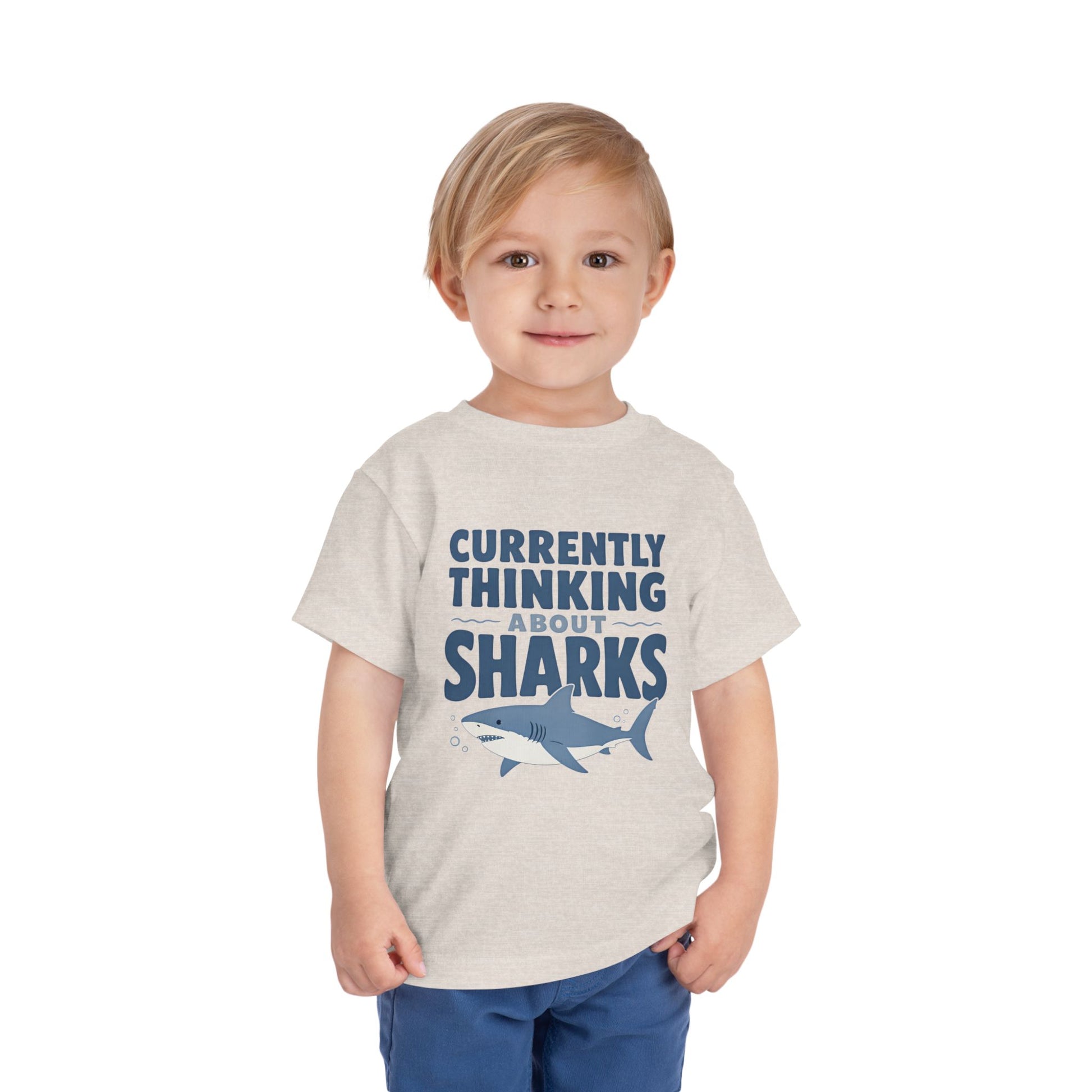 Toddler Tee - "Currently Thinking About Sharks" Cute Shark Graphic Shirt for Kids image 10
