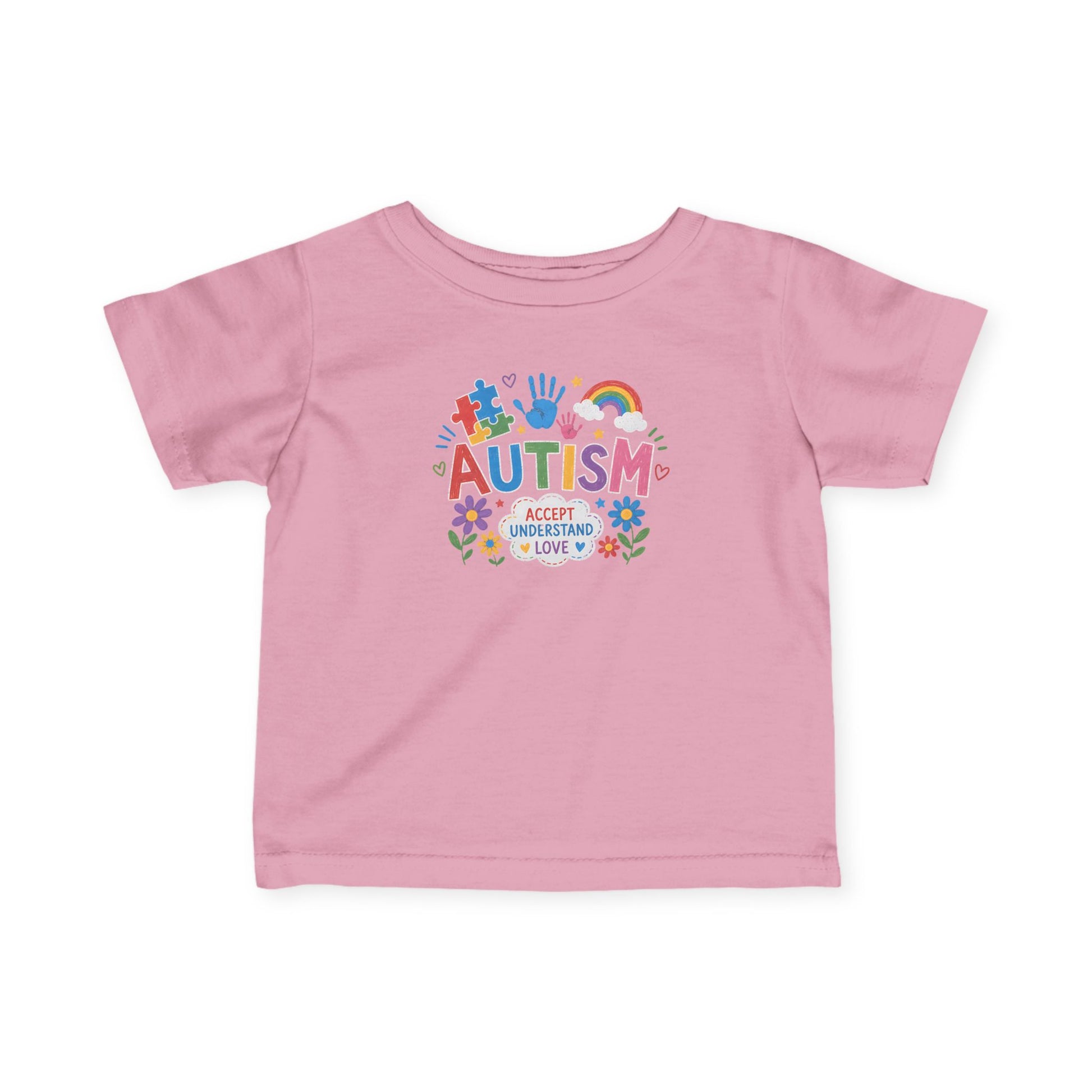 Infant Autism Support Shirt— "Autism: Accept Understand Love" Baby T-Shirt - Pink, 12M image