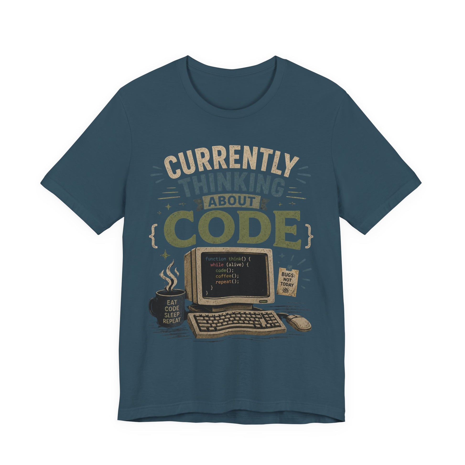 Currently Thinking About Code T-Shirt — Funny Programmer Graphic Tee image