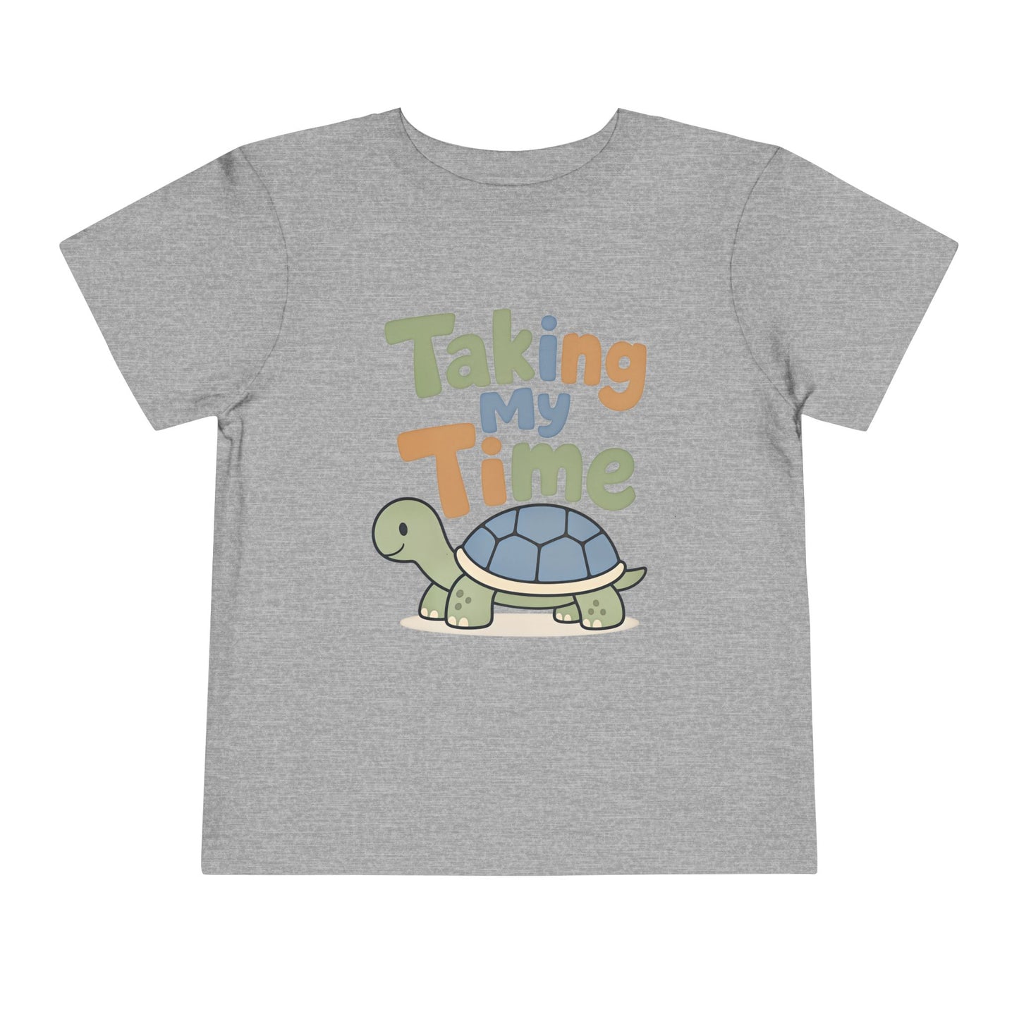 Toddler Tee — "Taking My Time" Turtle Cute Slow and Steady Kids Shirt - Athletic Heather, 3T image