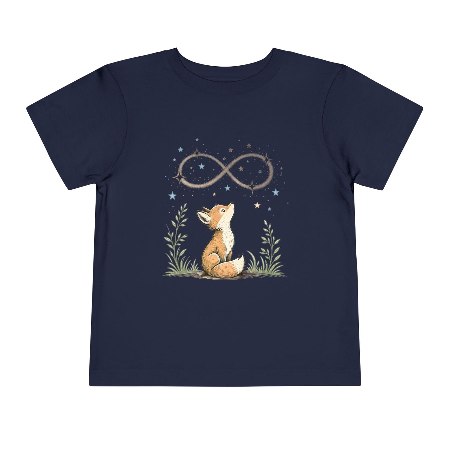 Toddler Tee — Little Fox Gazing at Stars Infinity Design - Navy, 2T image