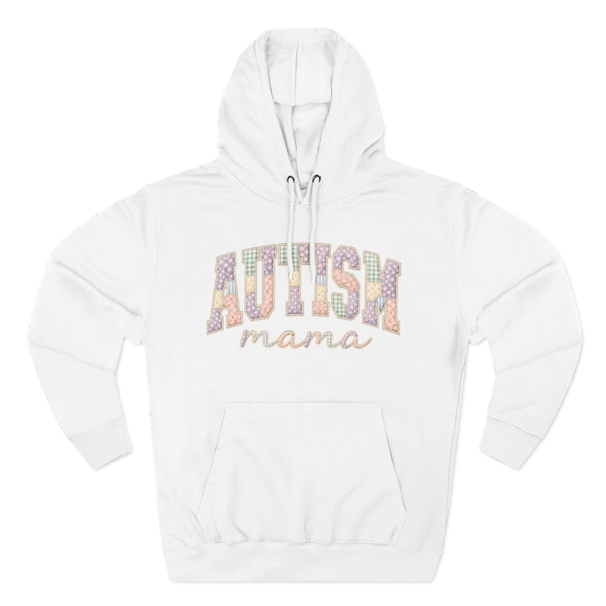 Autism Mama Hoodie — Pastel Patchwork-Pattern Support Sweatshirt - 3XL, White image