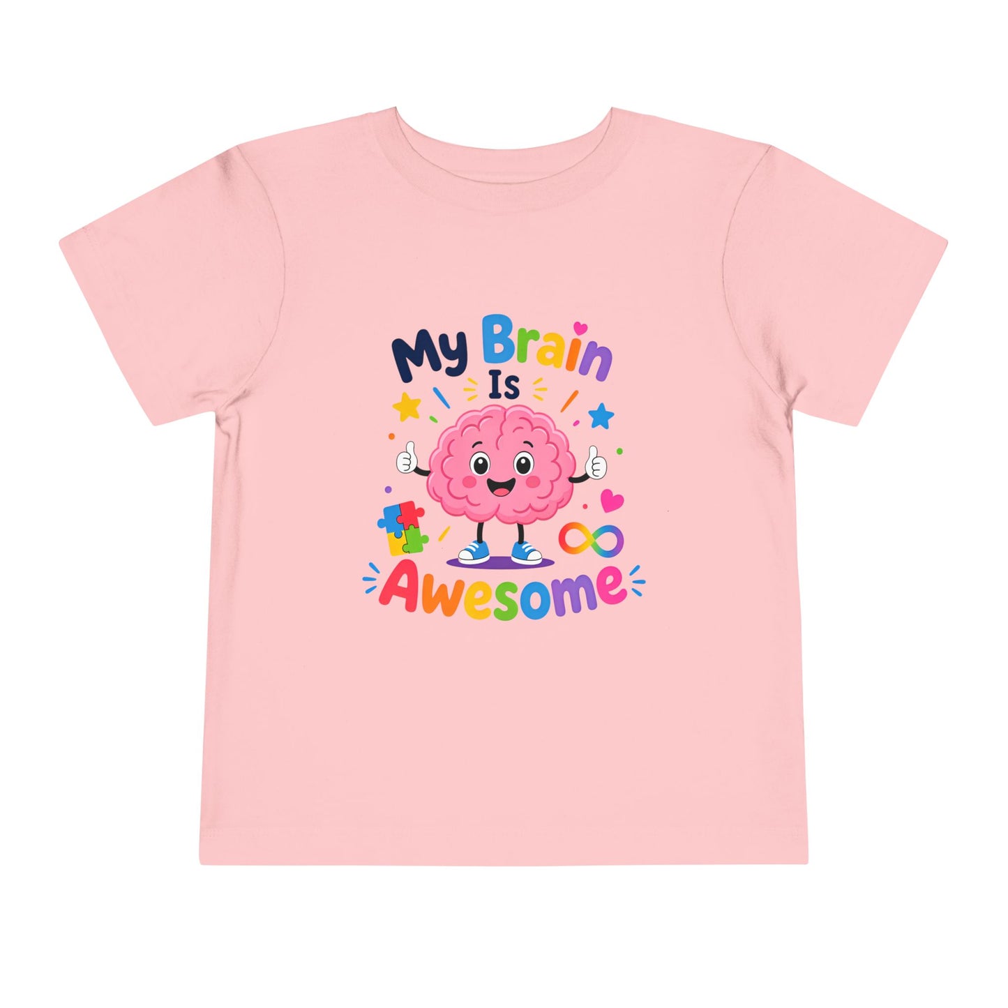 Toddler Tee — "My Brain Is Awesome" Cute Brain Graphic Kids T‑Shirt - Pink, 2T image