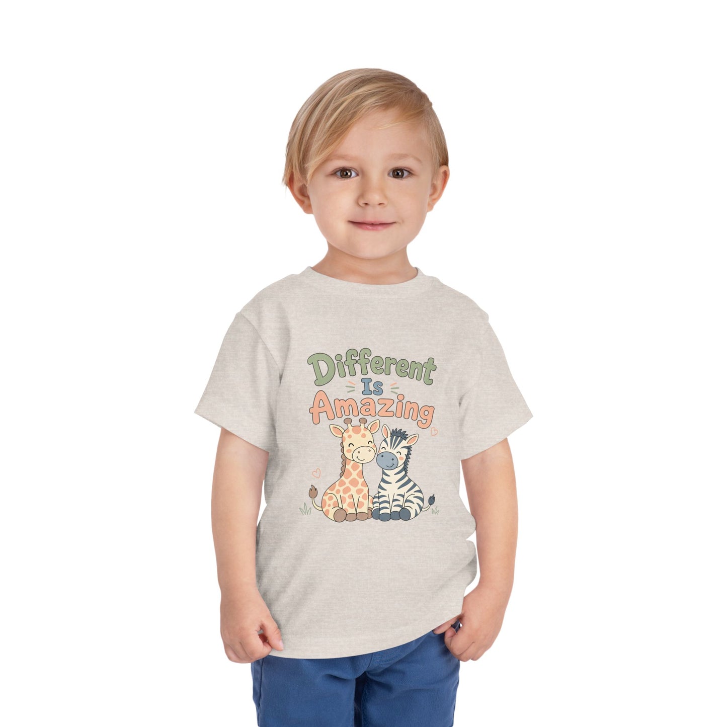 Toddler Tee — "Different Is Amazing" Giraffe &amp; Zebra Diversity Kids Shirt image 14