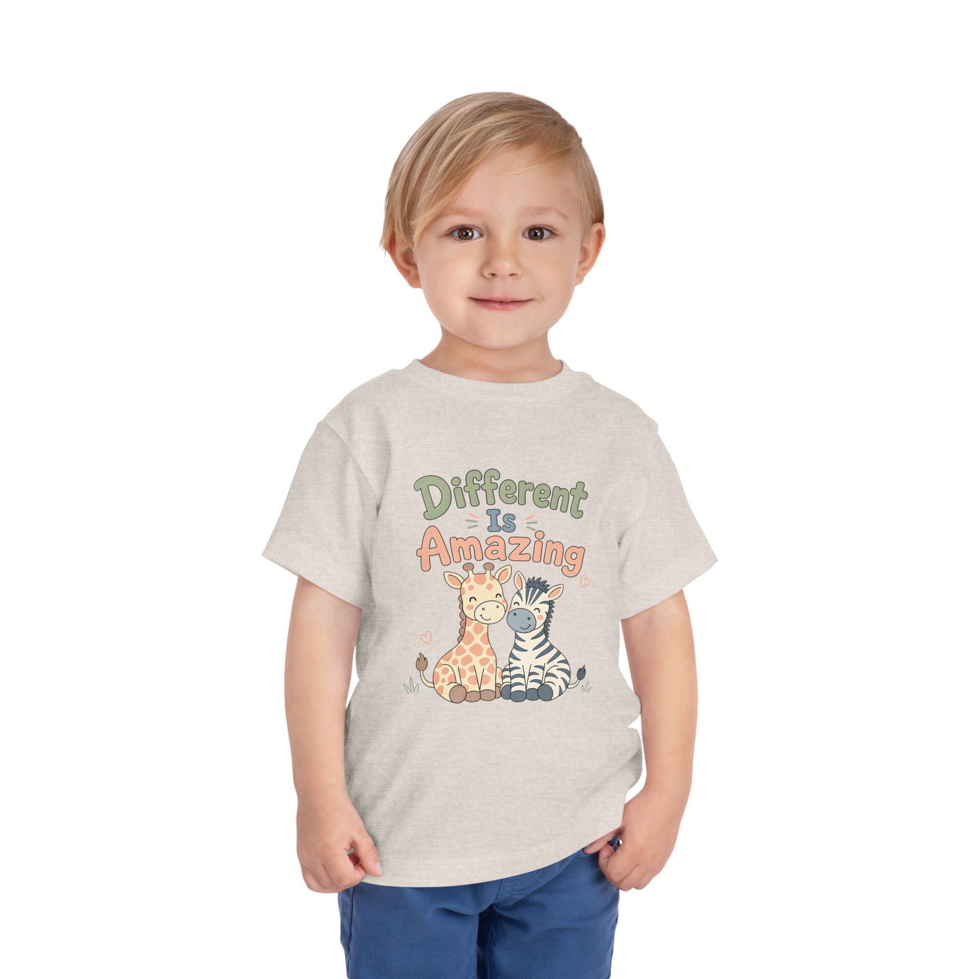 Toddler Tee — "Different Is Amazing" Giraffe &amp; Zebra Diversity Kids Shirt image 14