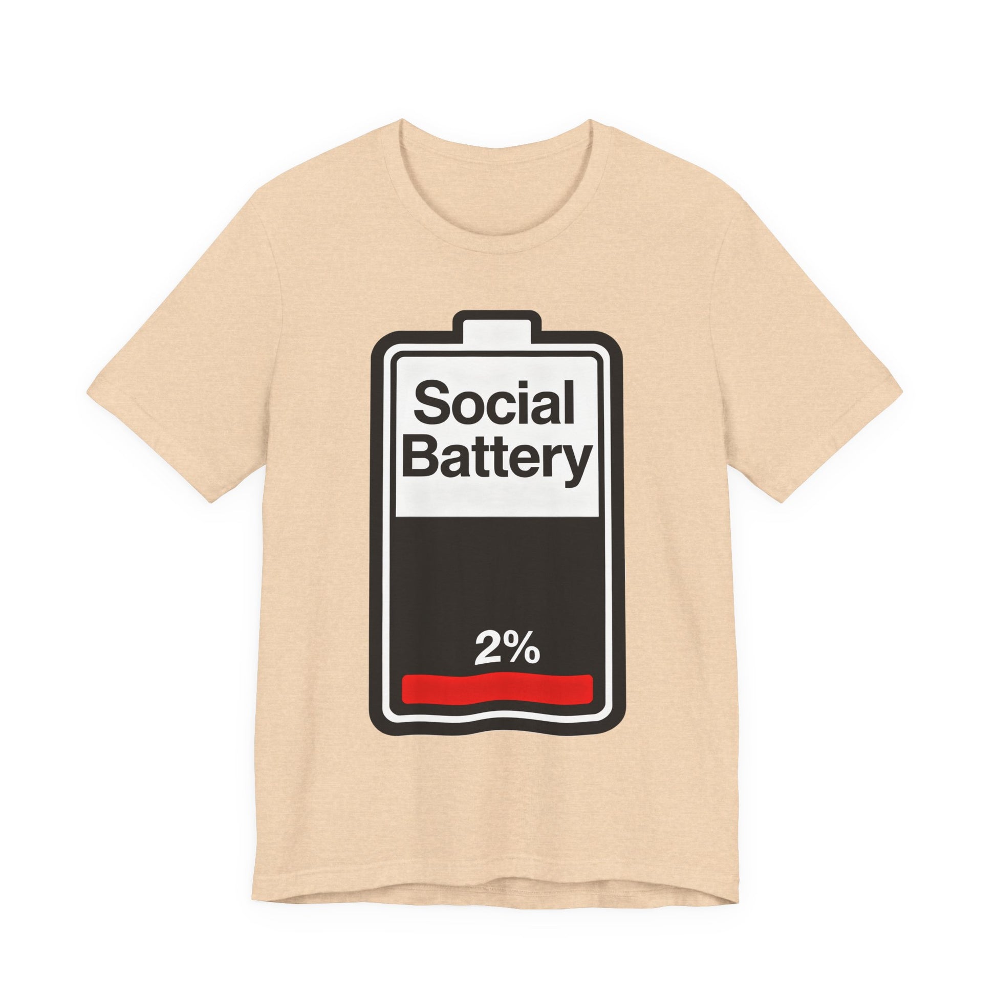 Social Battery 2% T-Shirt — Funny Introvert Low Energy Tee image