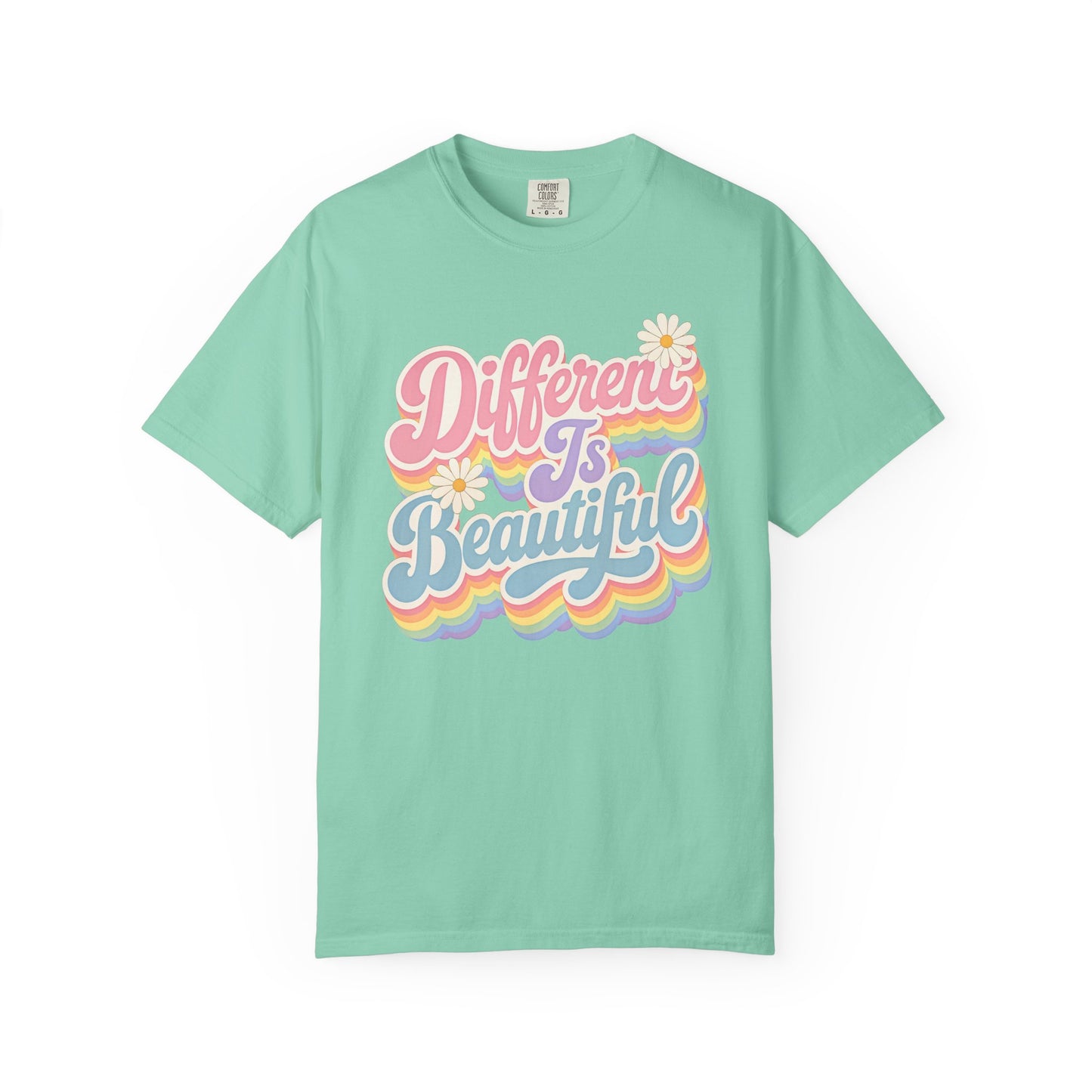 Different Is Beautiful T-Shirt — Retro Rainbow Pride Tee image