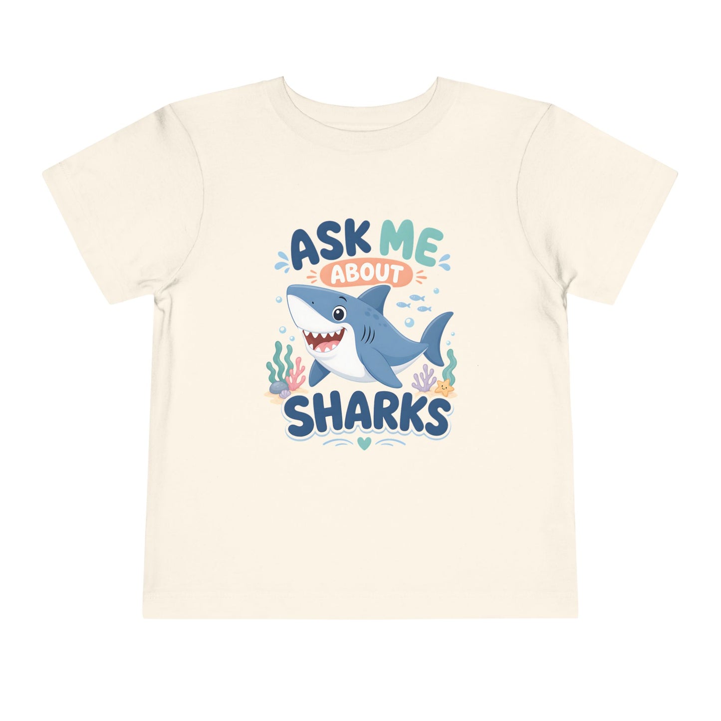 Ask Me About Sharks Toddler Tee - Natural, 3T image
