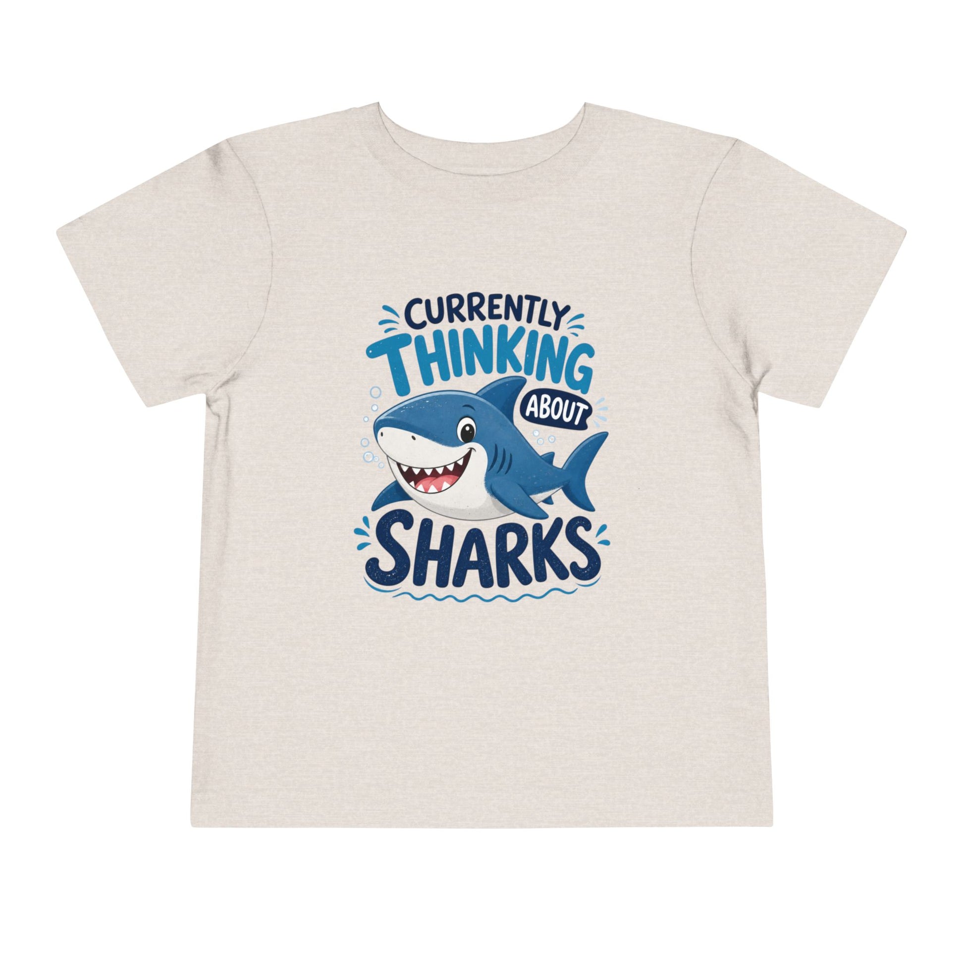 Toddler Tee — "Currently Thinking About Sharks" Cute Shark Graphic Shirt - Heather Dust, 5T image