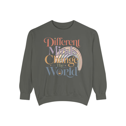 Different Minds Change the World Sweatshirt — Inspirational Graphic Sweatshirt image 0