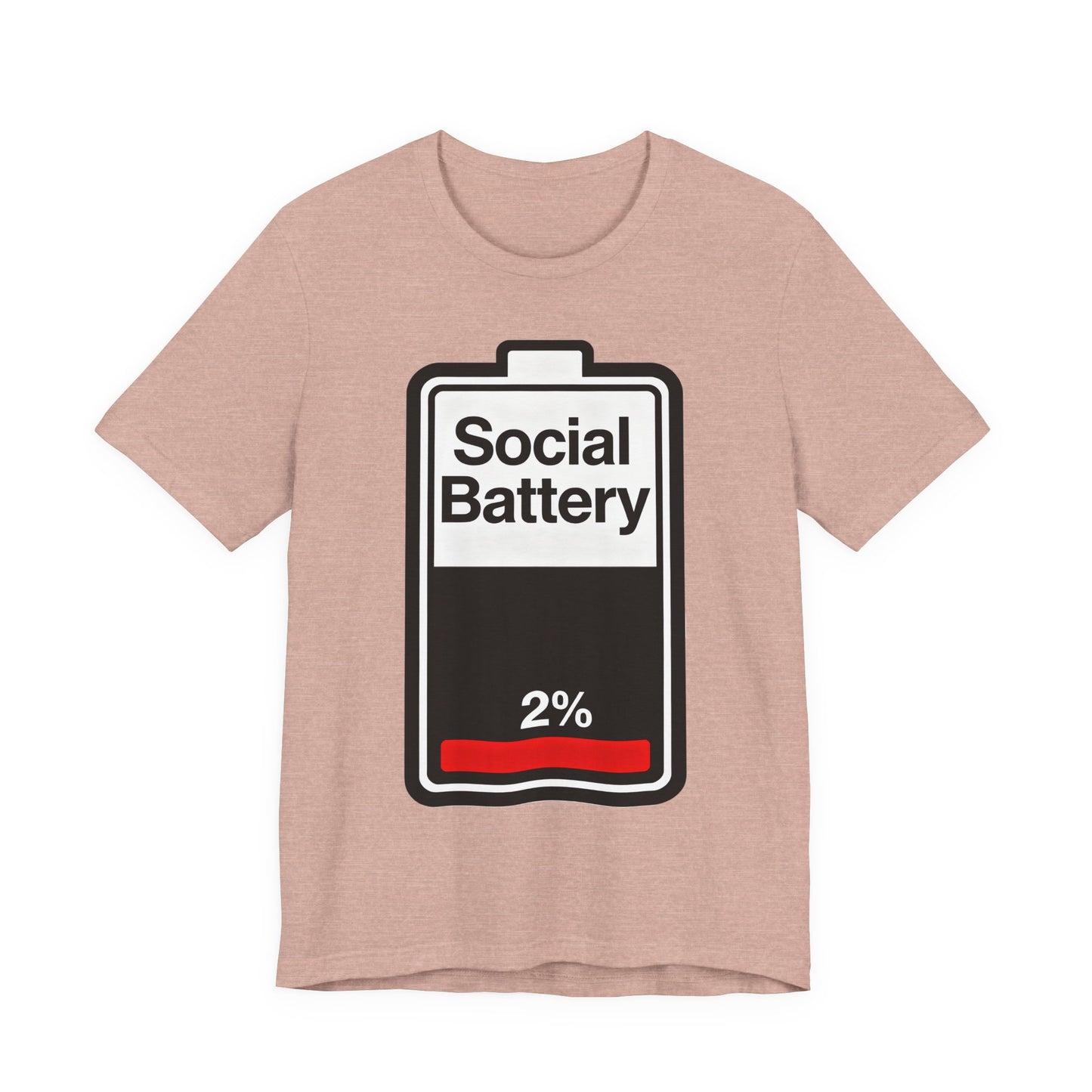 Social Battery 2% T-Shirt — Funny Introvert Low Energy Tee image