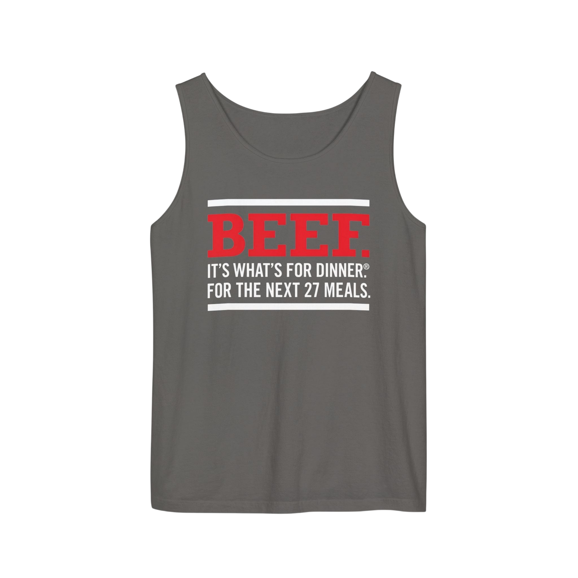 Beef: It’s What’s For Dinner — Funny Graphic Tank Top  for Autistic people seeking routine - UNISEX image 0