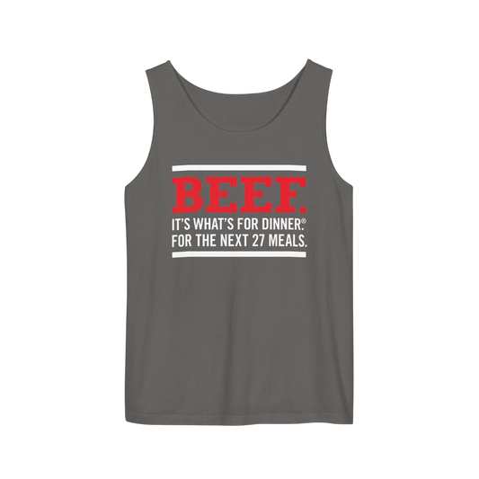 Beef: It’s What’s For Dinner — Funny Graphic Tank Top  for Autistic people seeking routine - UNISEX image 0