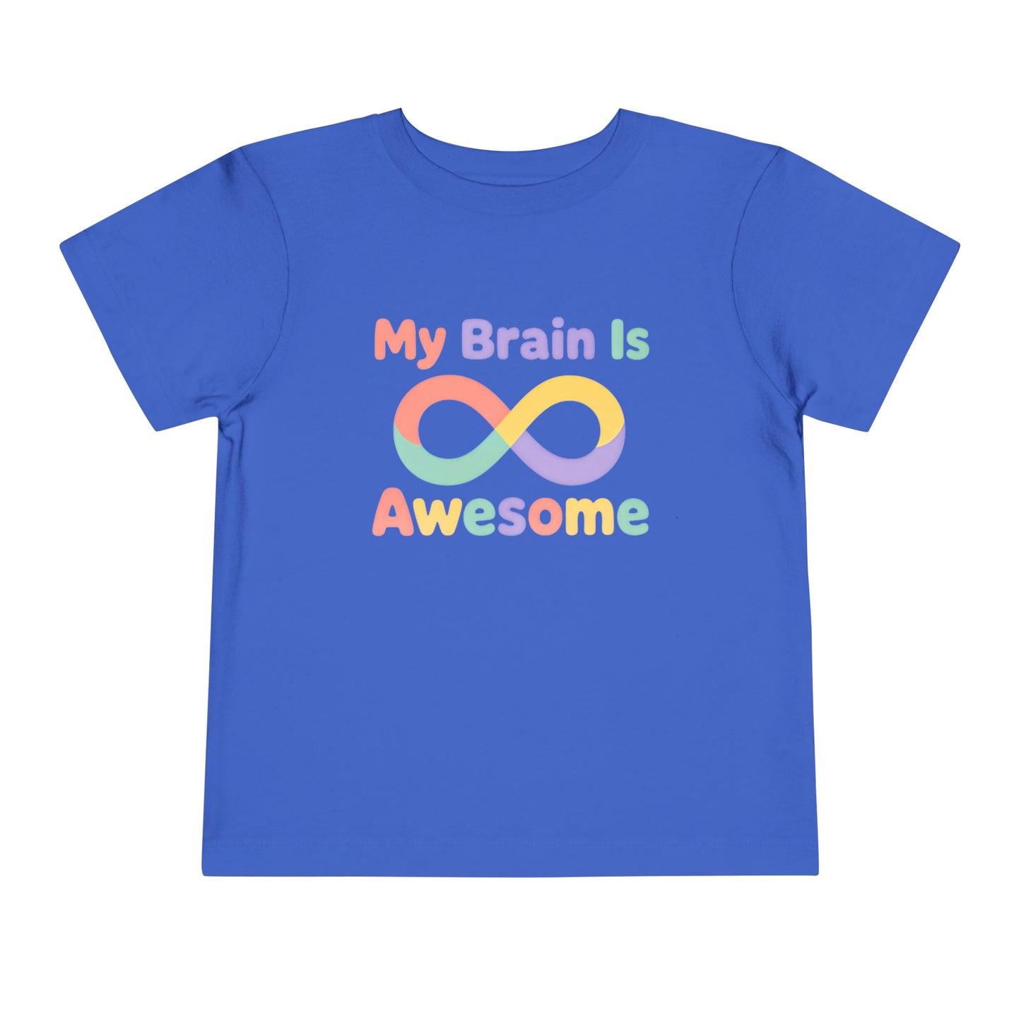 My Brain Is Awesome Toddler Tee — Rainbow Autism Infinity Shirt - True Royal, 5T image