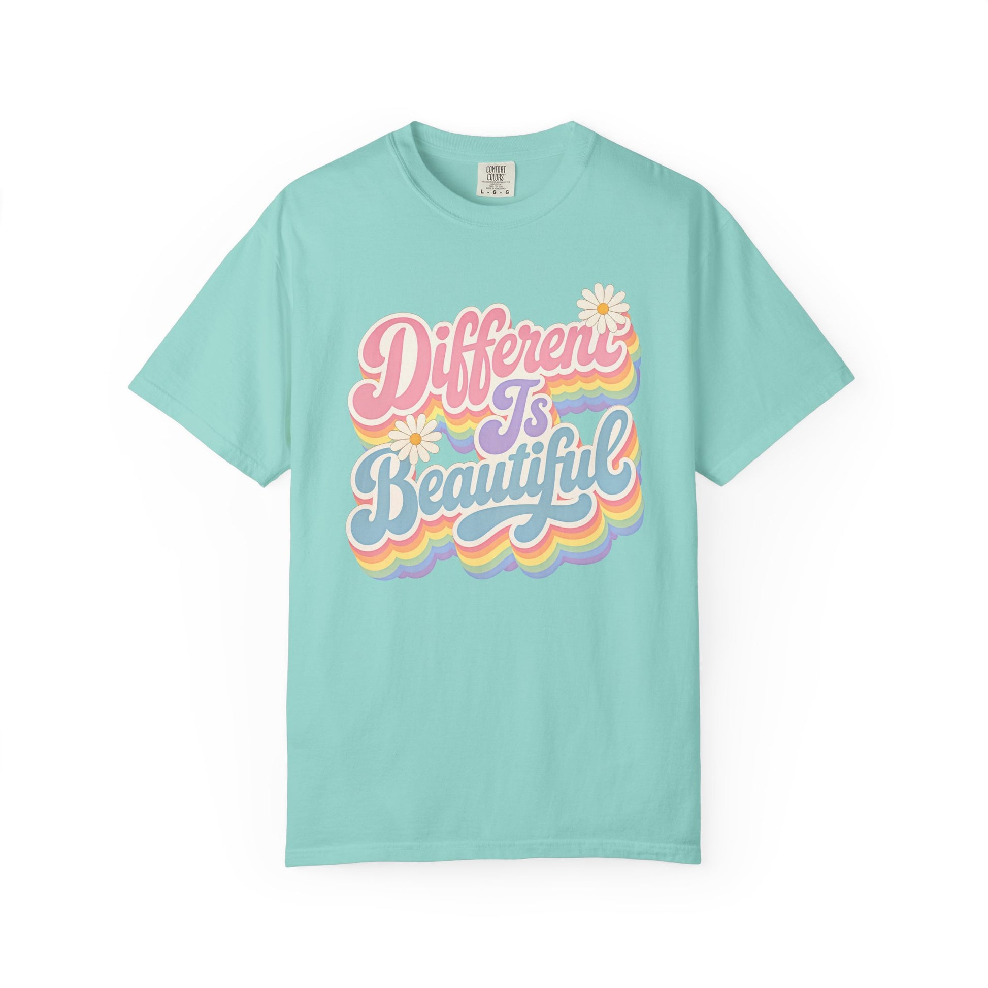 Different Is Beautiful T-Shirt — Retro Rainbow Pride Tee image