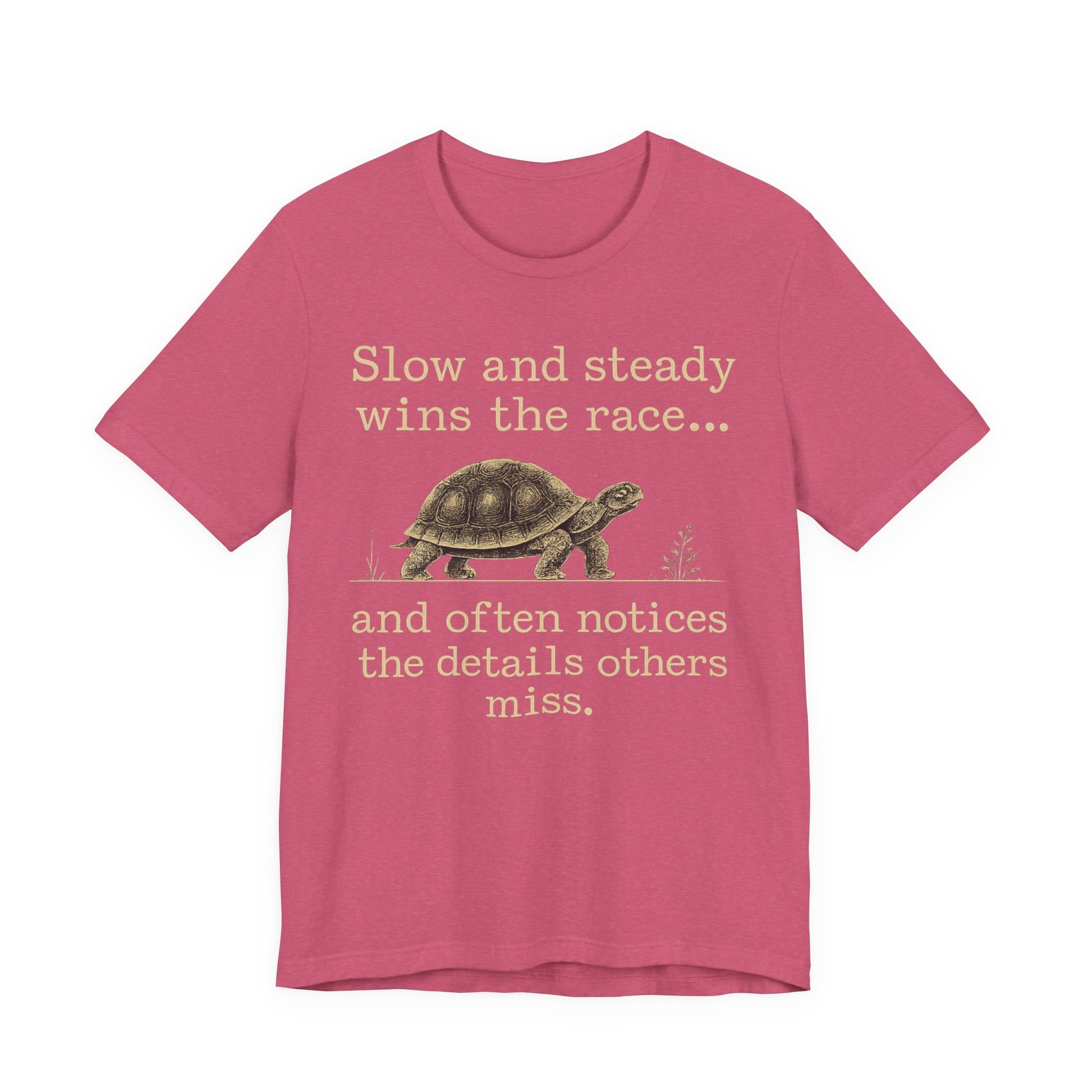 Slow and Steady Wins the Race T-Shirt — Detail-Oriented Turtle Graphic Tee image