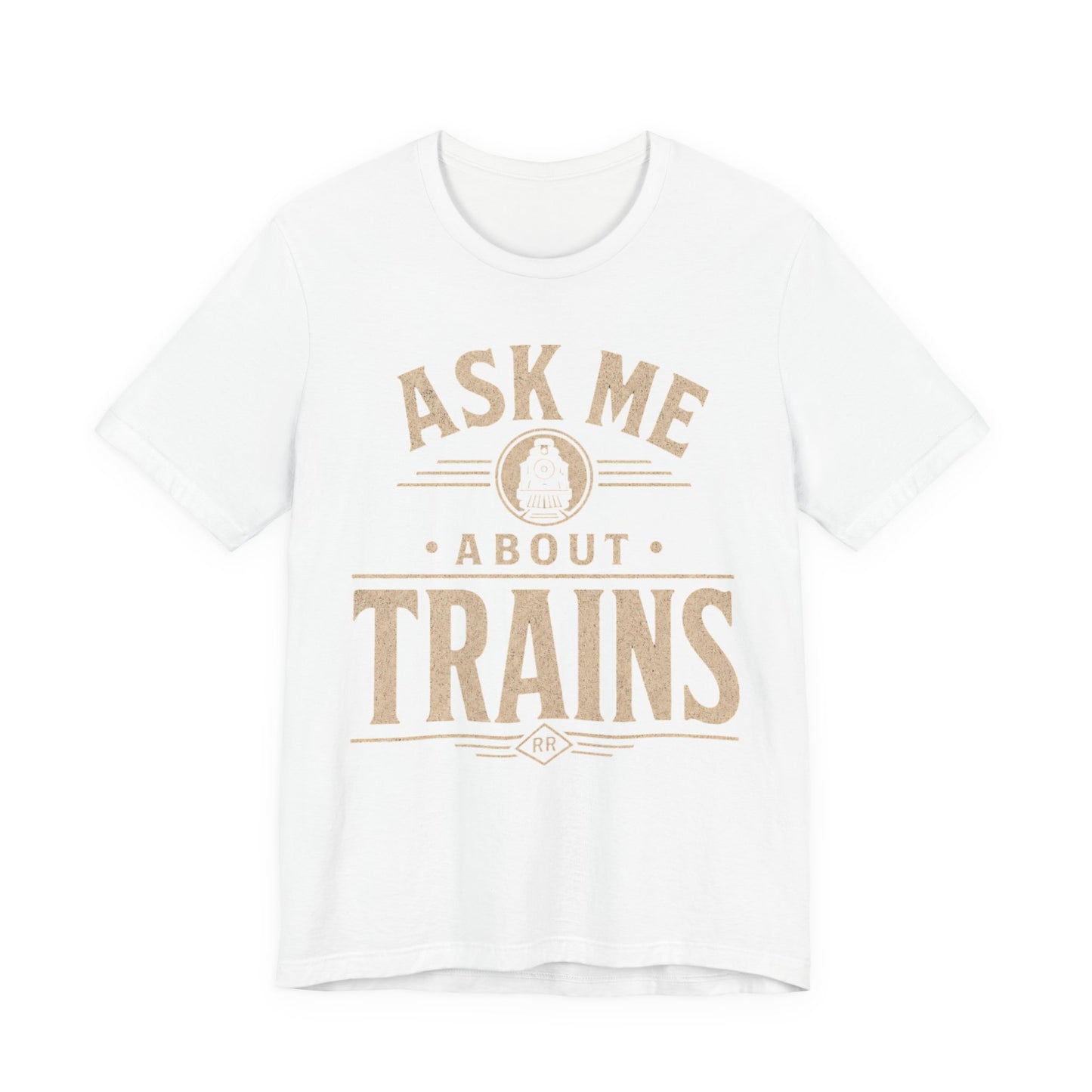 Ask Me About Trains Shirt — Vintage Railroad Tee for Train Enthusiasts image