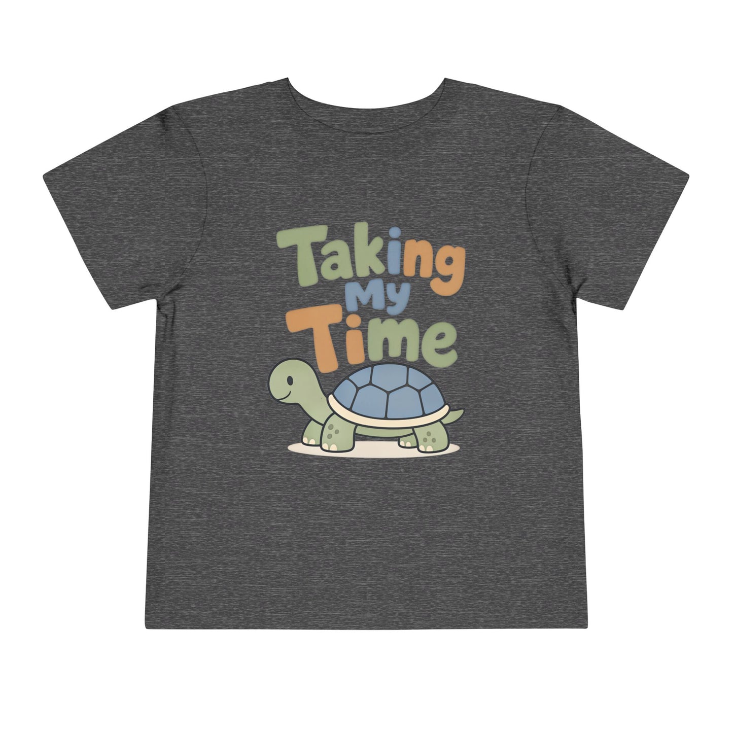 Toddler Tee — "Taking My Time" Turtle Cute Slow and Steady Kids Shirt - Dark Heather Grey, 4T image