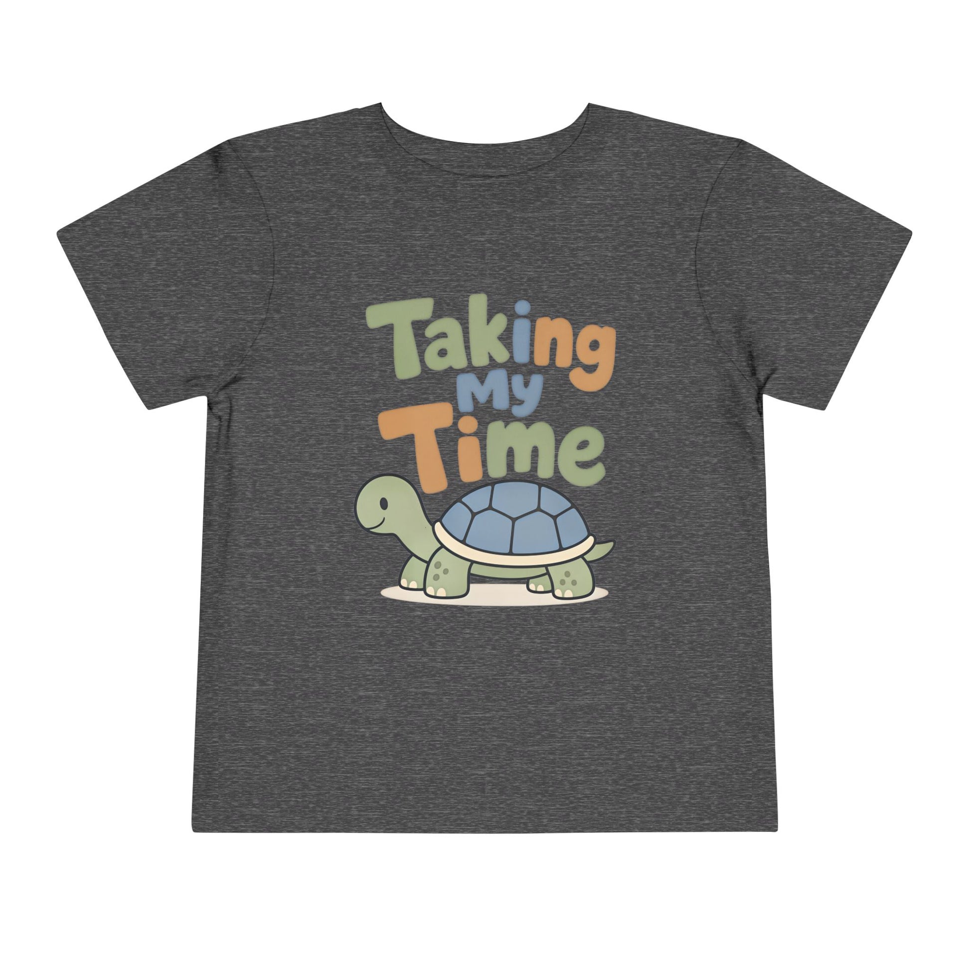 Toddler Tee — "Taking My Time" Turtle Cute Slow and Steady Kids Shirt - Dark Heather Grey, 4T image