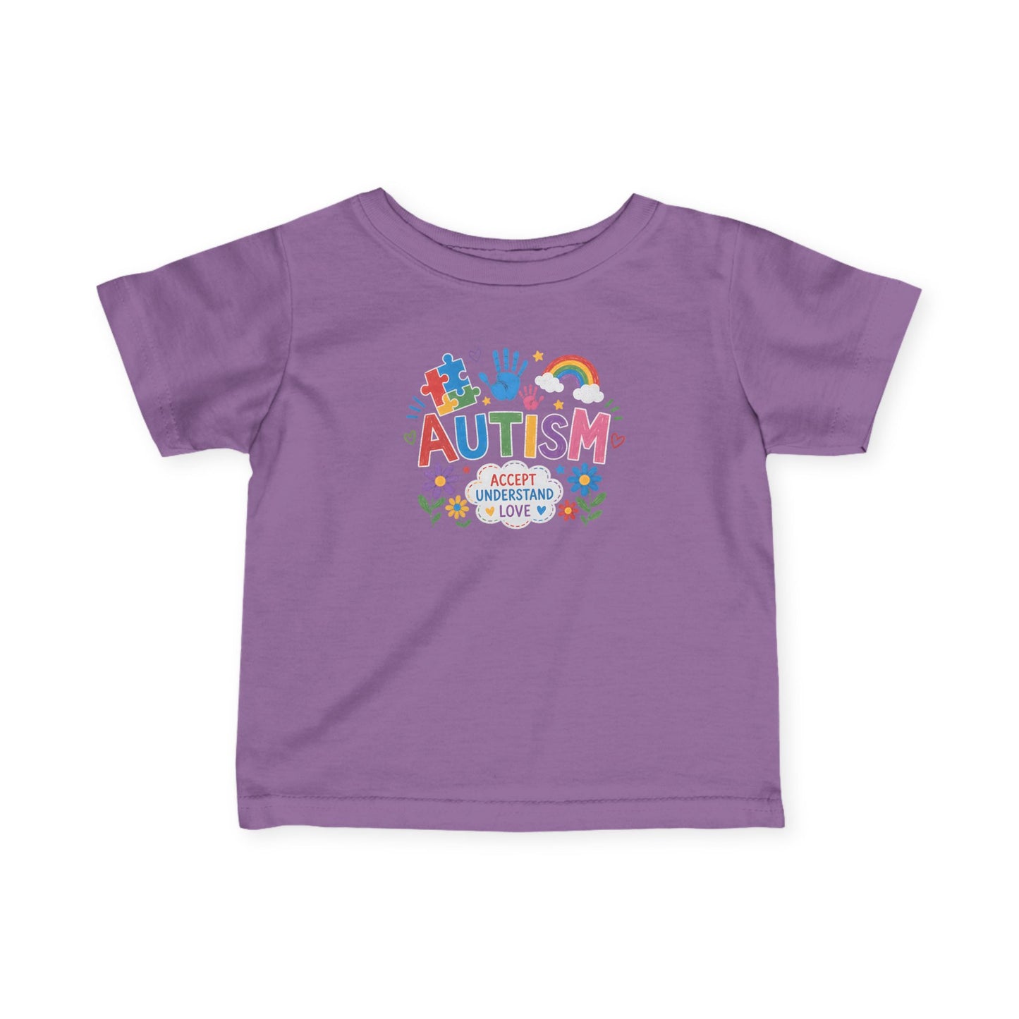Infant Autism Support Shirt— "Autism: Accept Understand Love" Baby T-Shirt - Lavender, 12M image