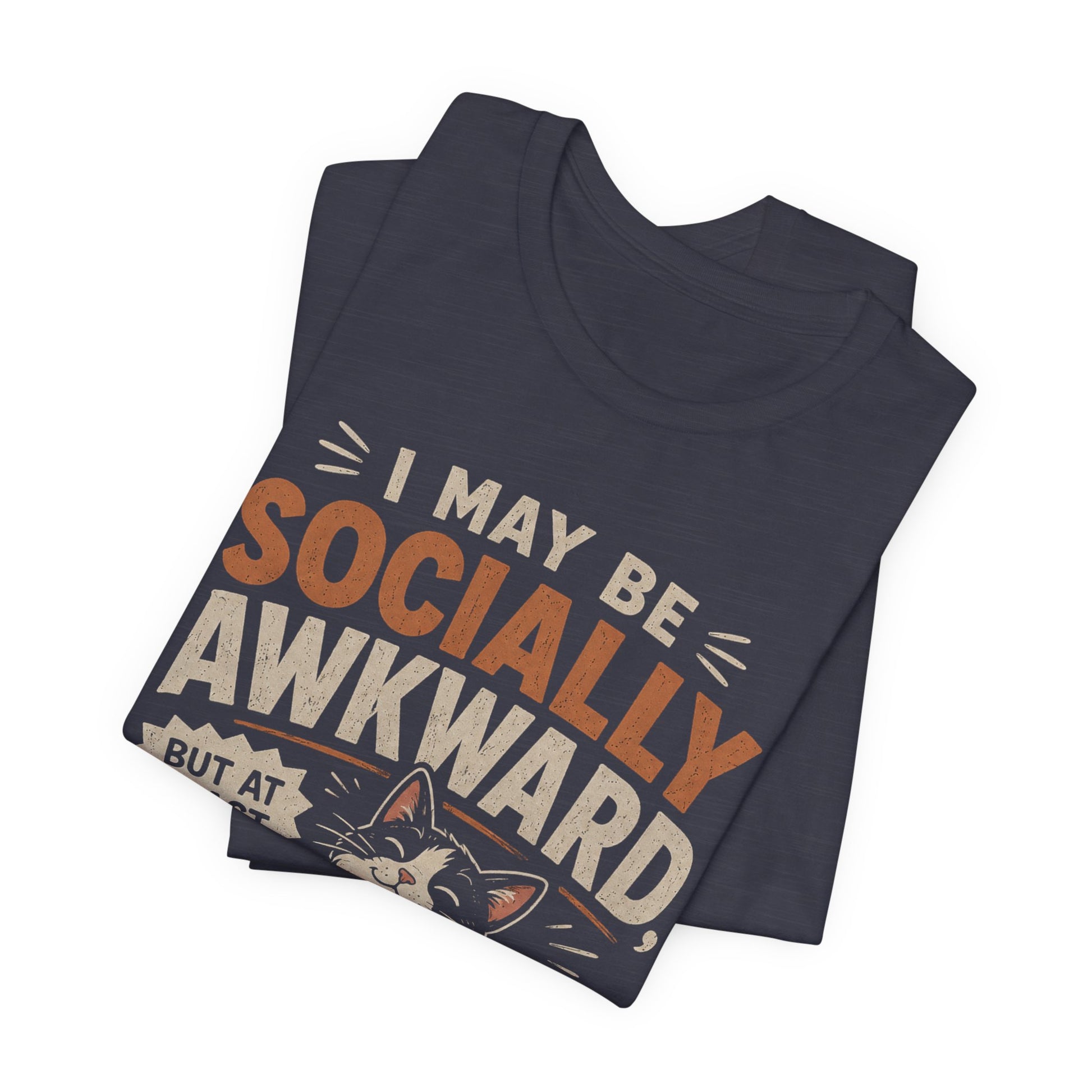 Socially Awkward Cat T-Shirt — Funny Introvert &amp; Cat Lover Tee image 7