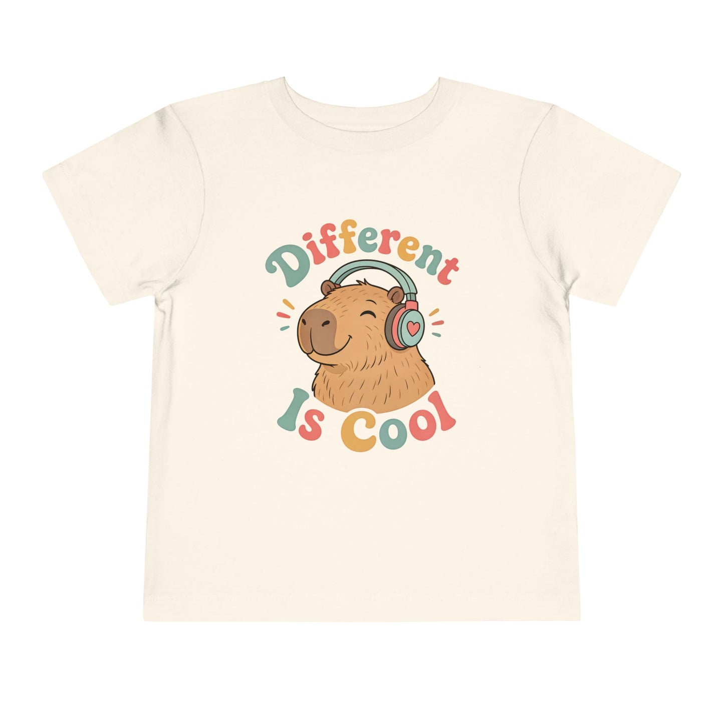 Toddler Tee — 'Different Is Cool' Capybara Graphic Kids Shirt - Natural, 4T image