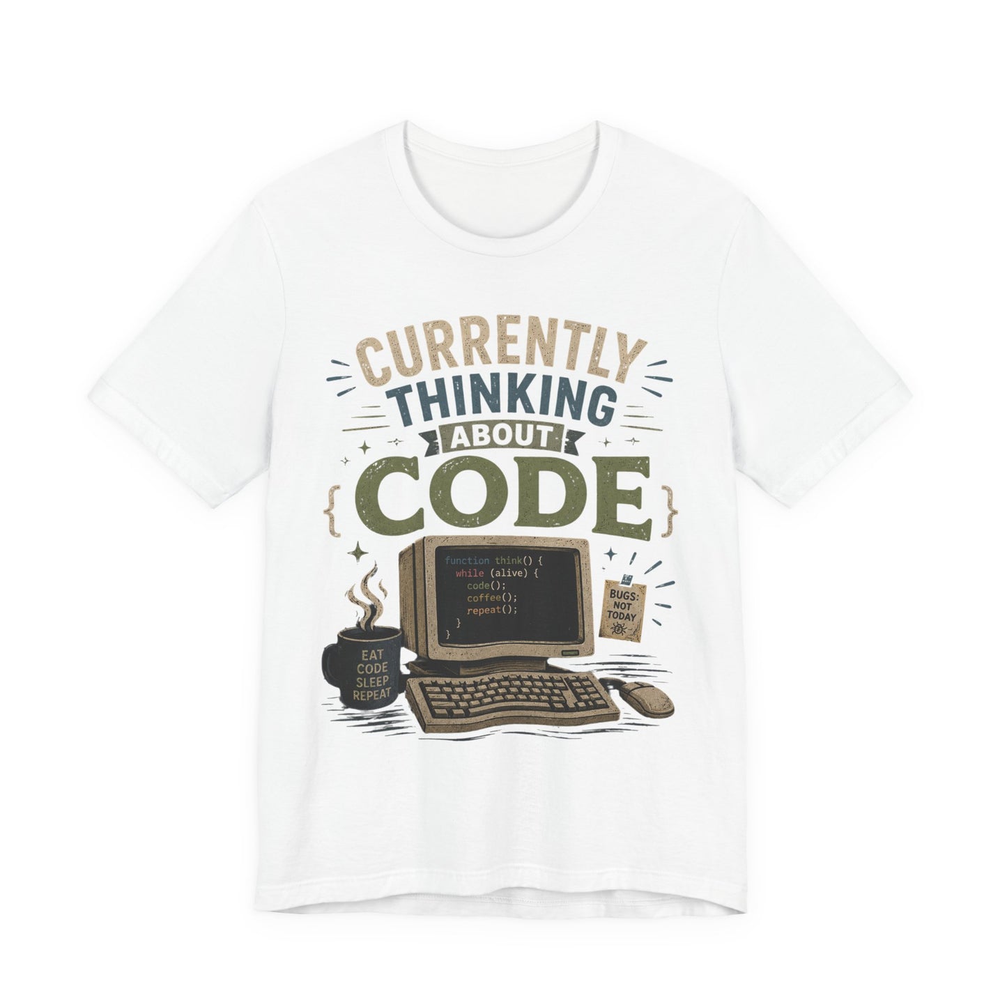 Currently Thinking About Code T-Shirt — Funny Programmer Graphic Tee image