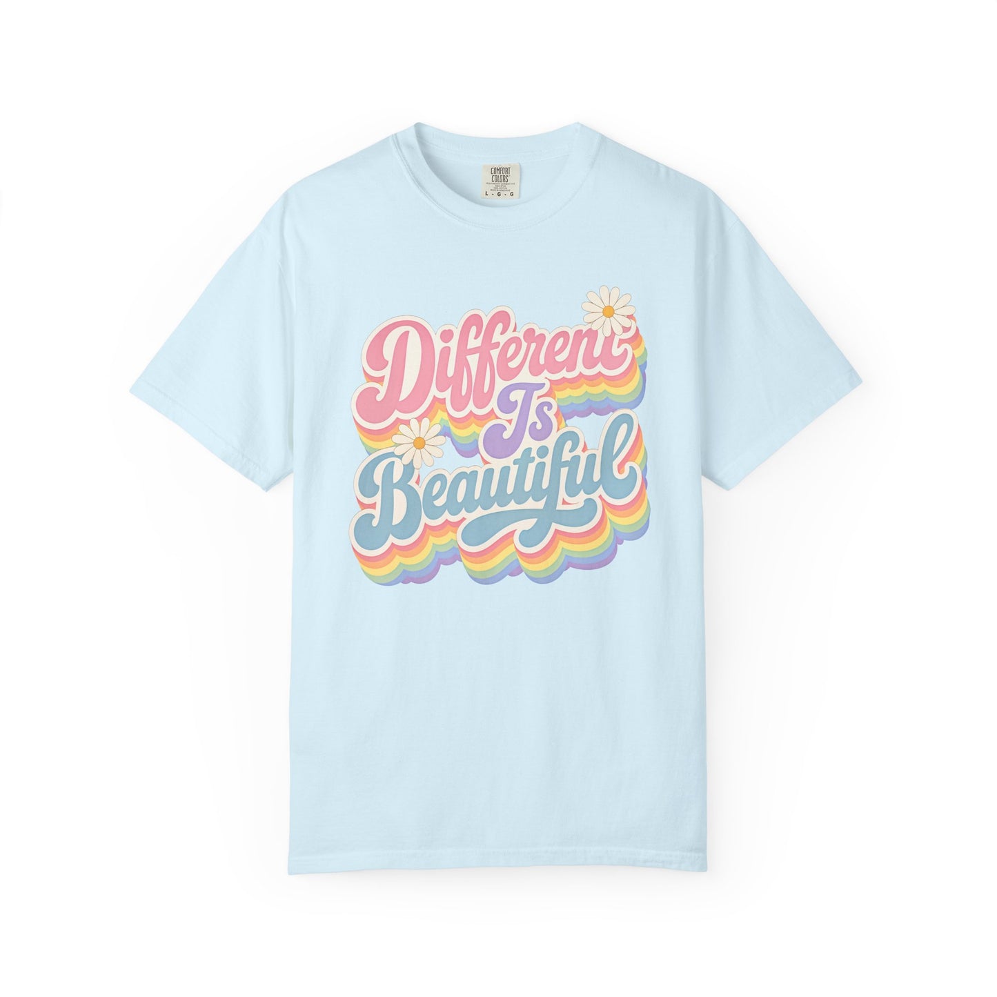 Different Is Beautiful T-Shirt — Retro Rainbow Pride Tee image