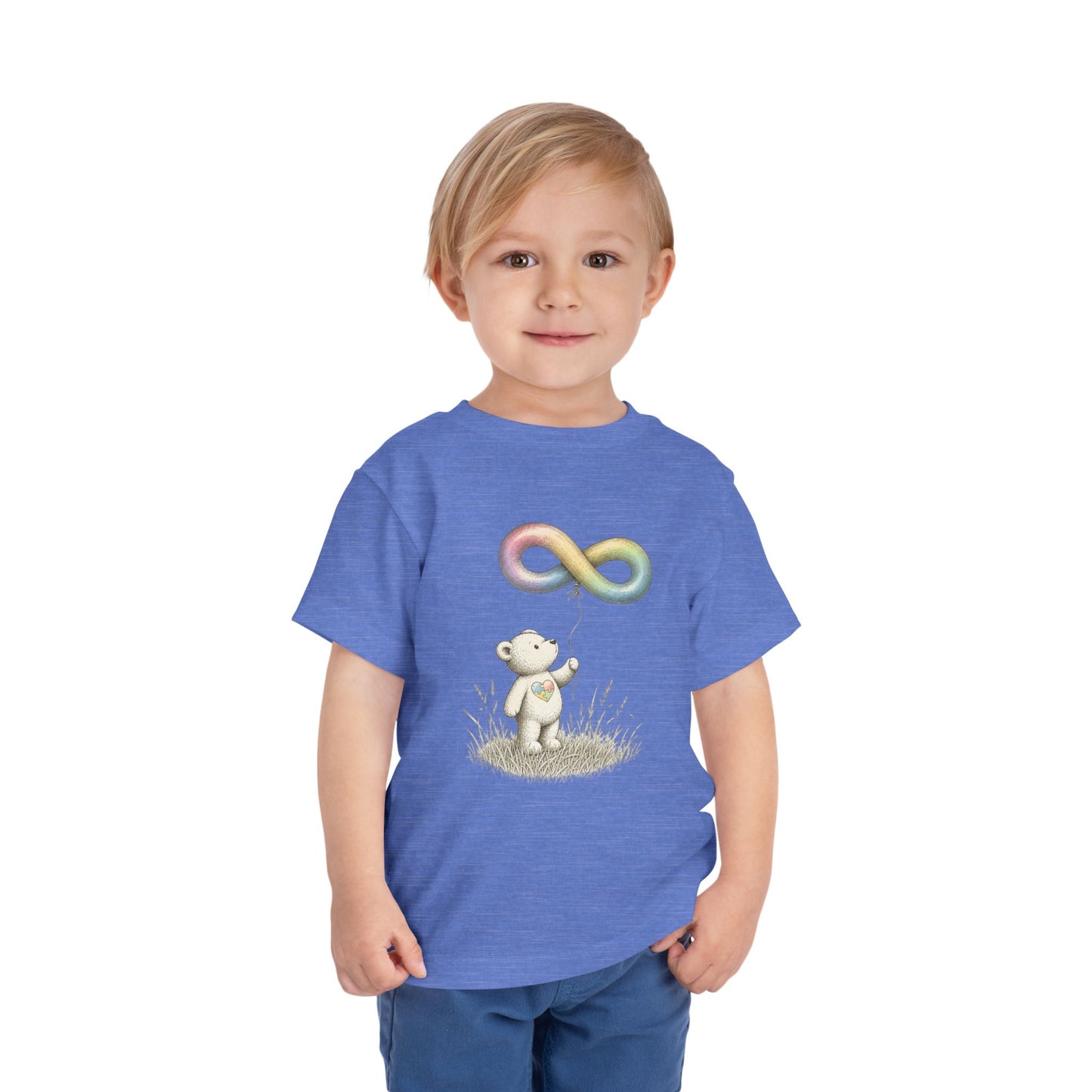Toddler Tee — Bear Holding Rainbow Infinity Balloon Cute Kids Shirt image 11