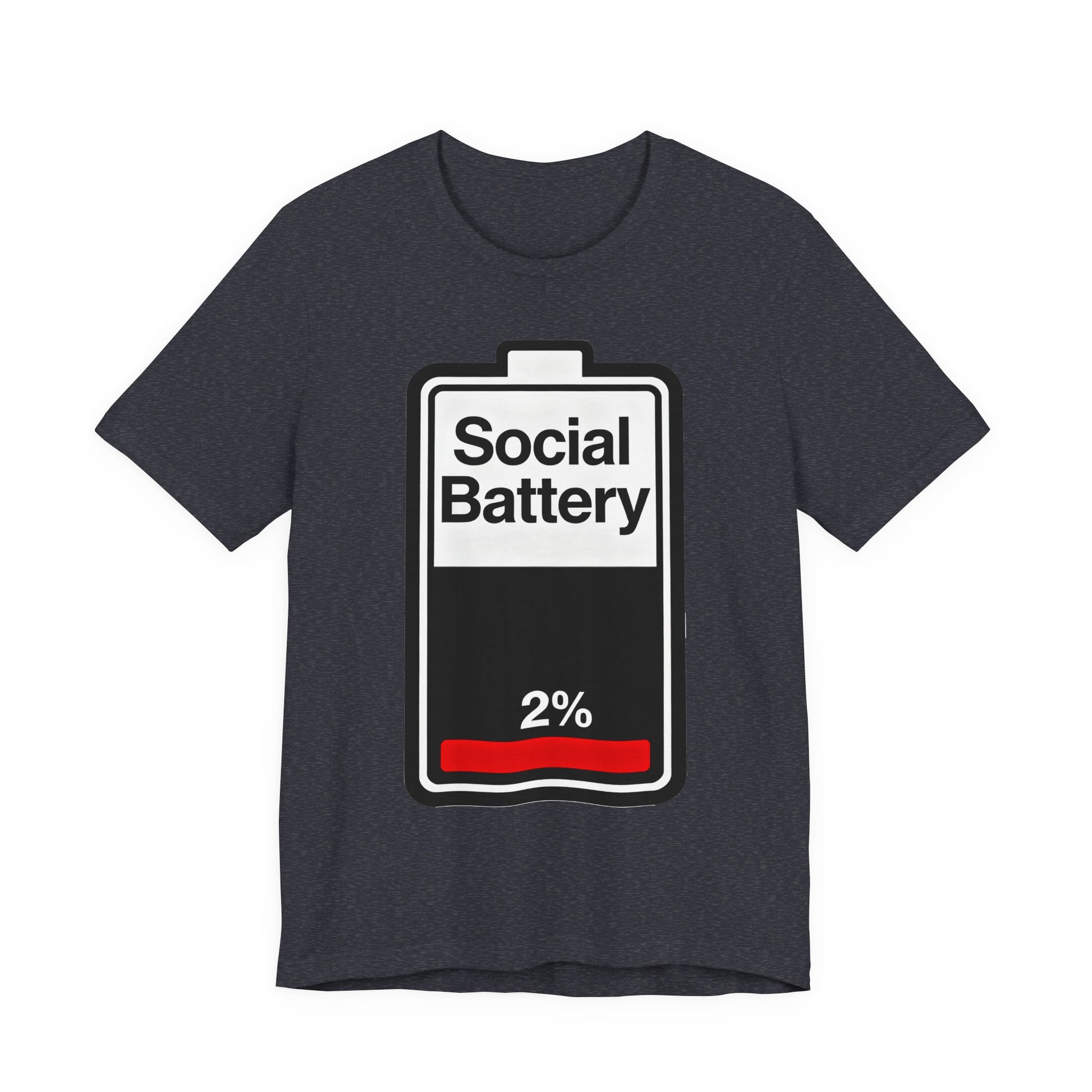 Social Battery 2% T-Shirt — Funny Introvert Low Energy Tee image