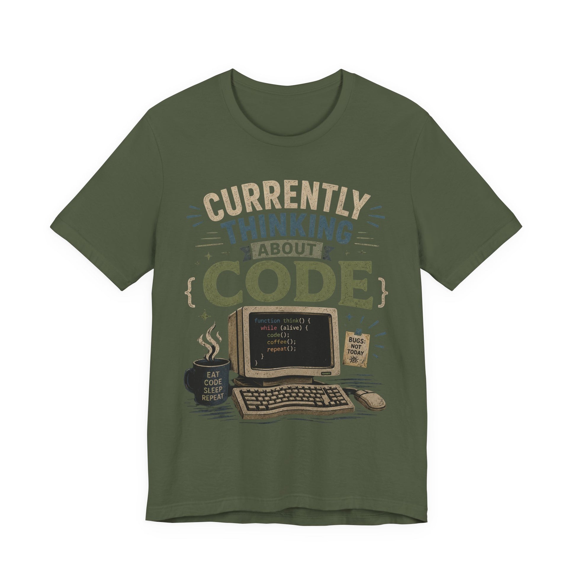 Currently Thinking About Code T-Shirt — Funny Programmer Graphic Tee image