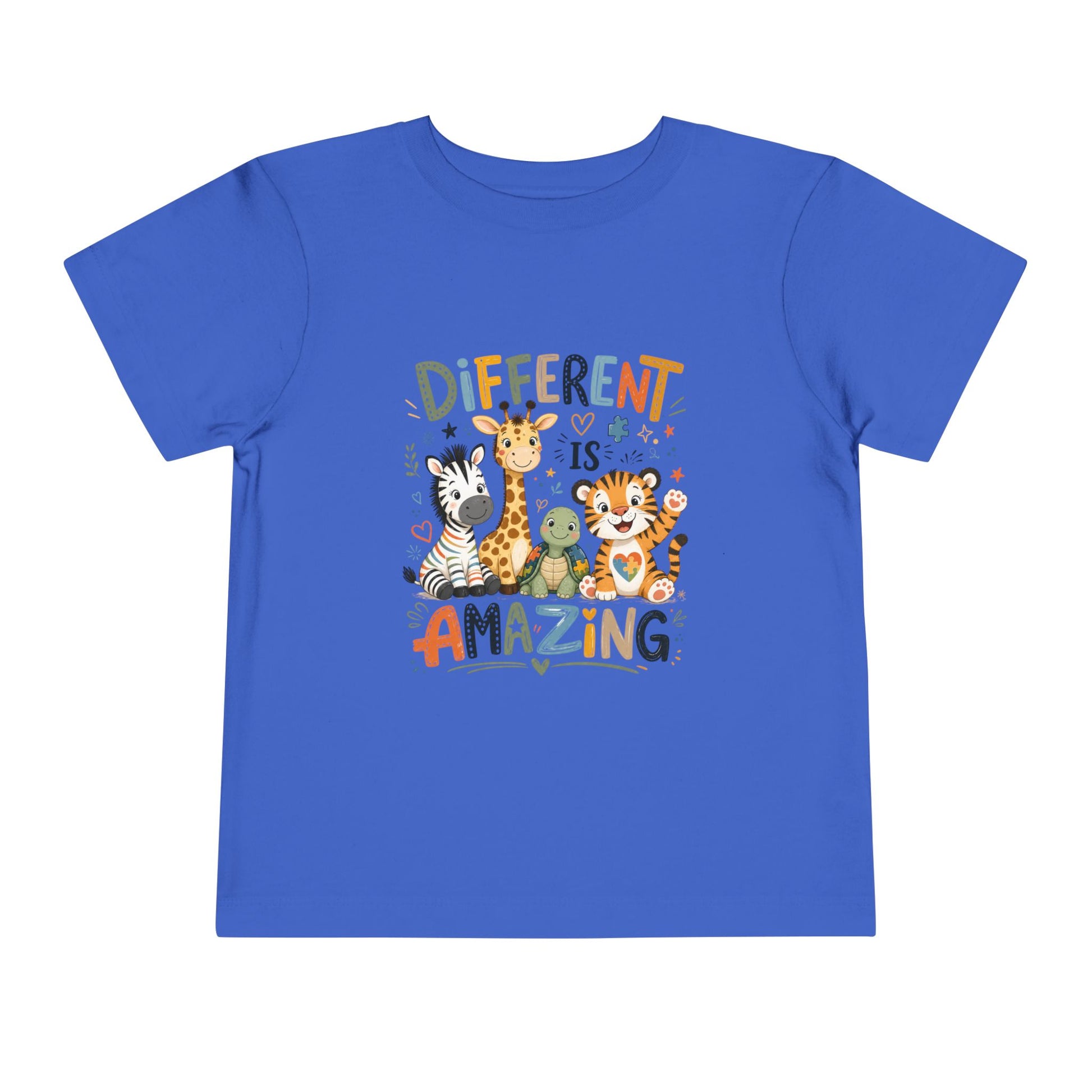 Different Is Amazing Toddler Shirt — Autism Awareness Kids Tee - True Royal, 4T image