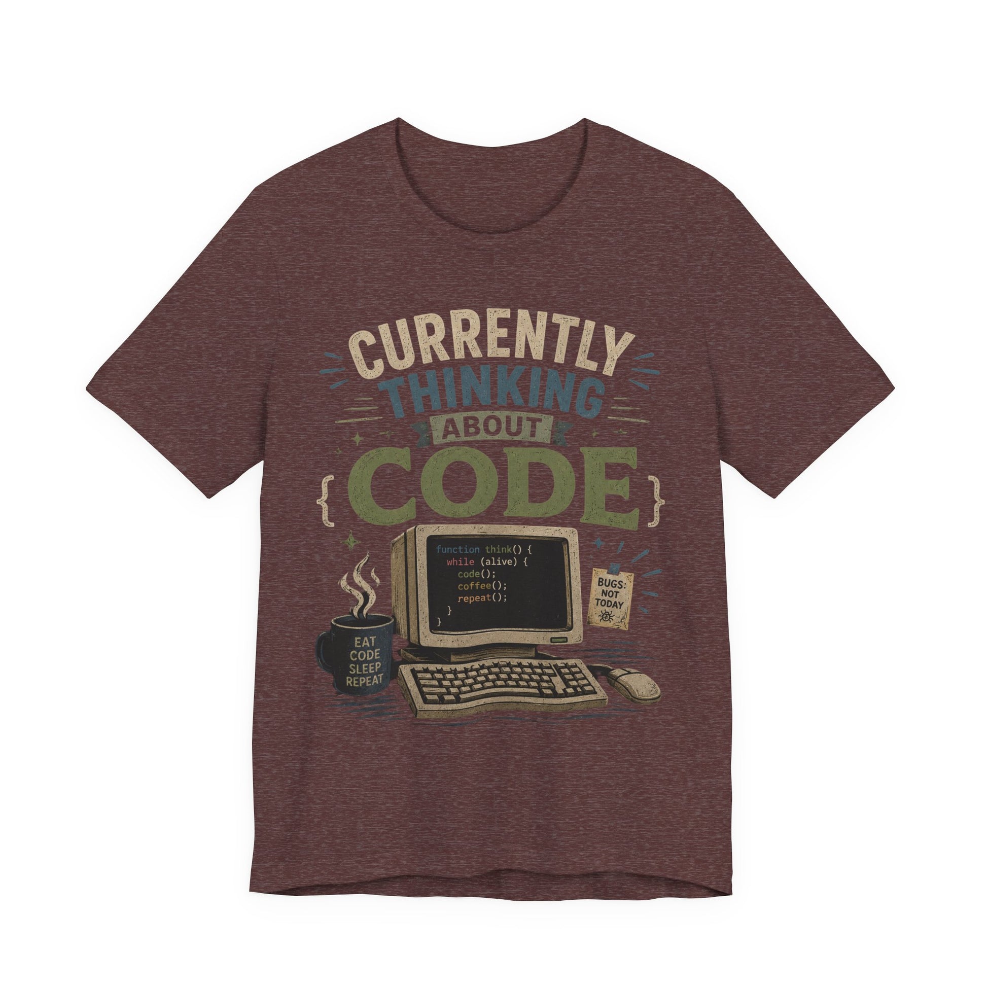 Currently Thinking About Code T-Shirt — Funny Programmer Graphic Tee image