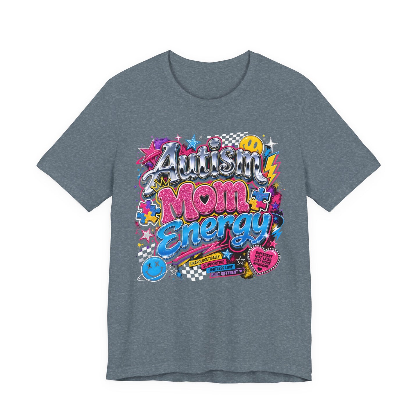 Autism Mom Energy T-Shirt — Colorful Supportive Graphic Tee for Autism Awareness image