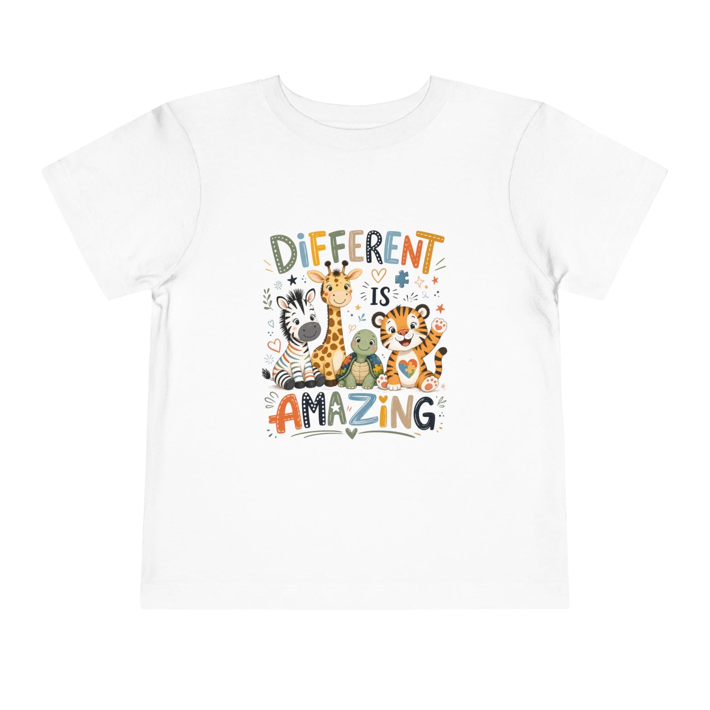 Different Is Amazing Toddler Shirt — Autism Awareness Kids Tee - White, 2T image