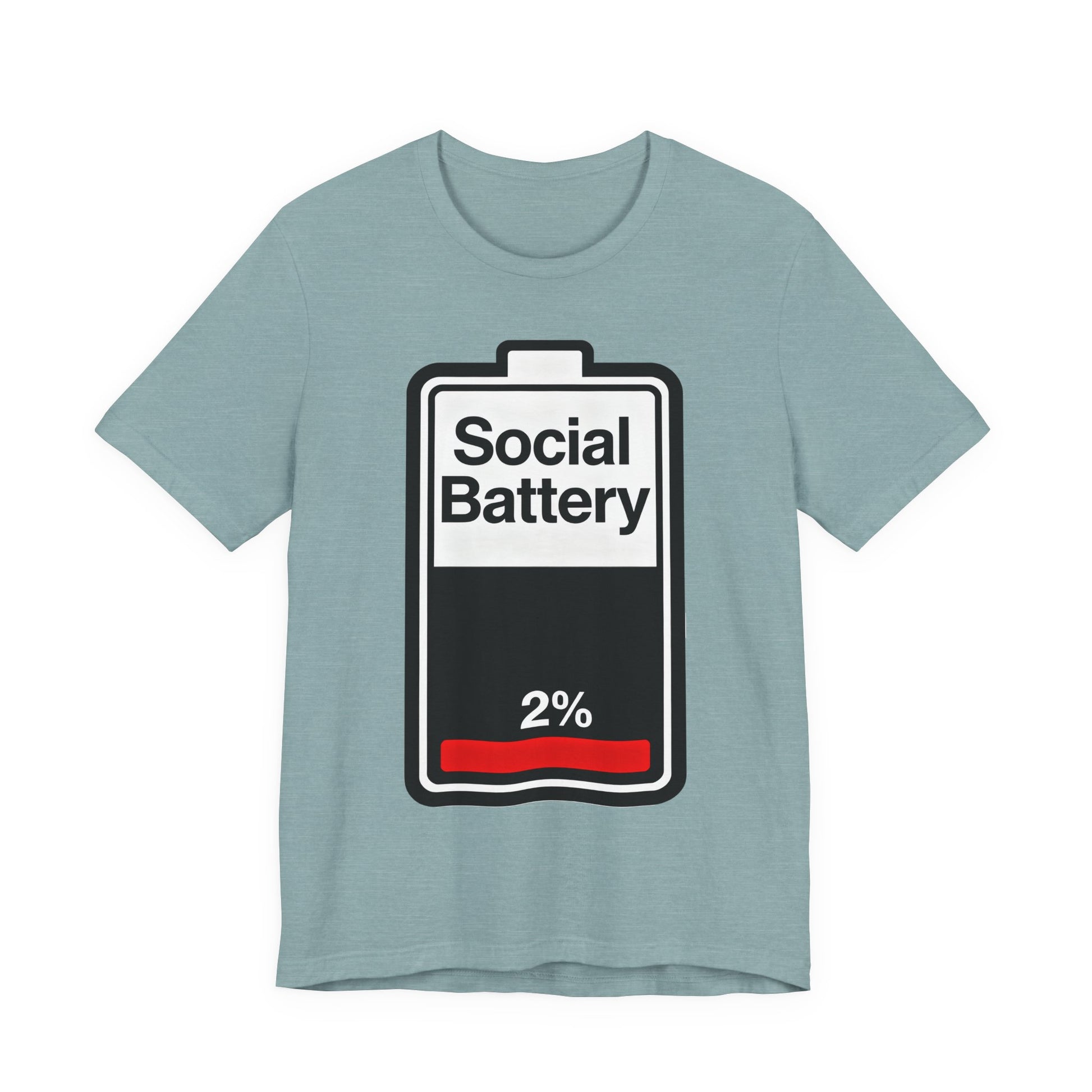 Social Battery 2% T-Shirt — Funny Introvert Low Energy Tee image
